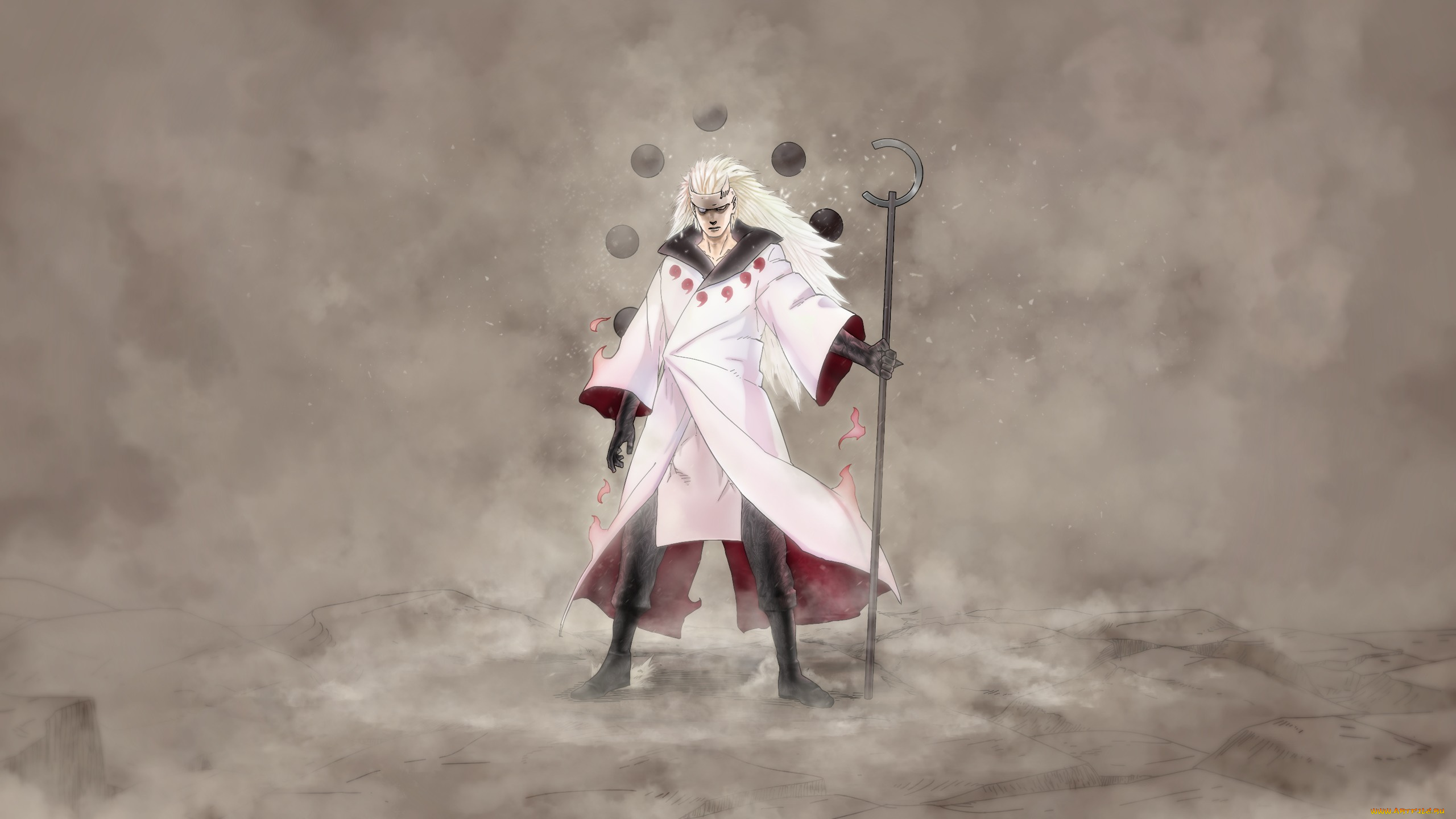 аниме, naruto, art, desorienter, uchiha, madara, rikudou, mode, пыль, дымка