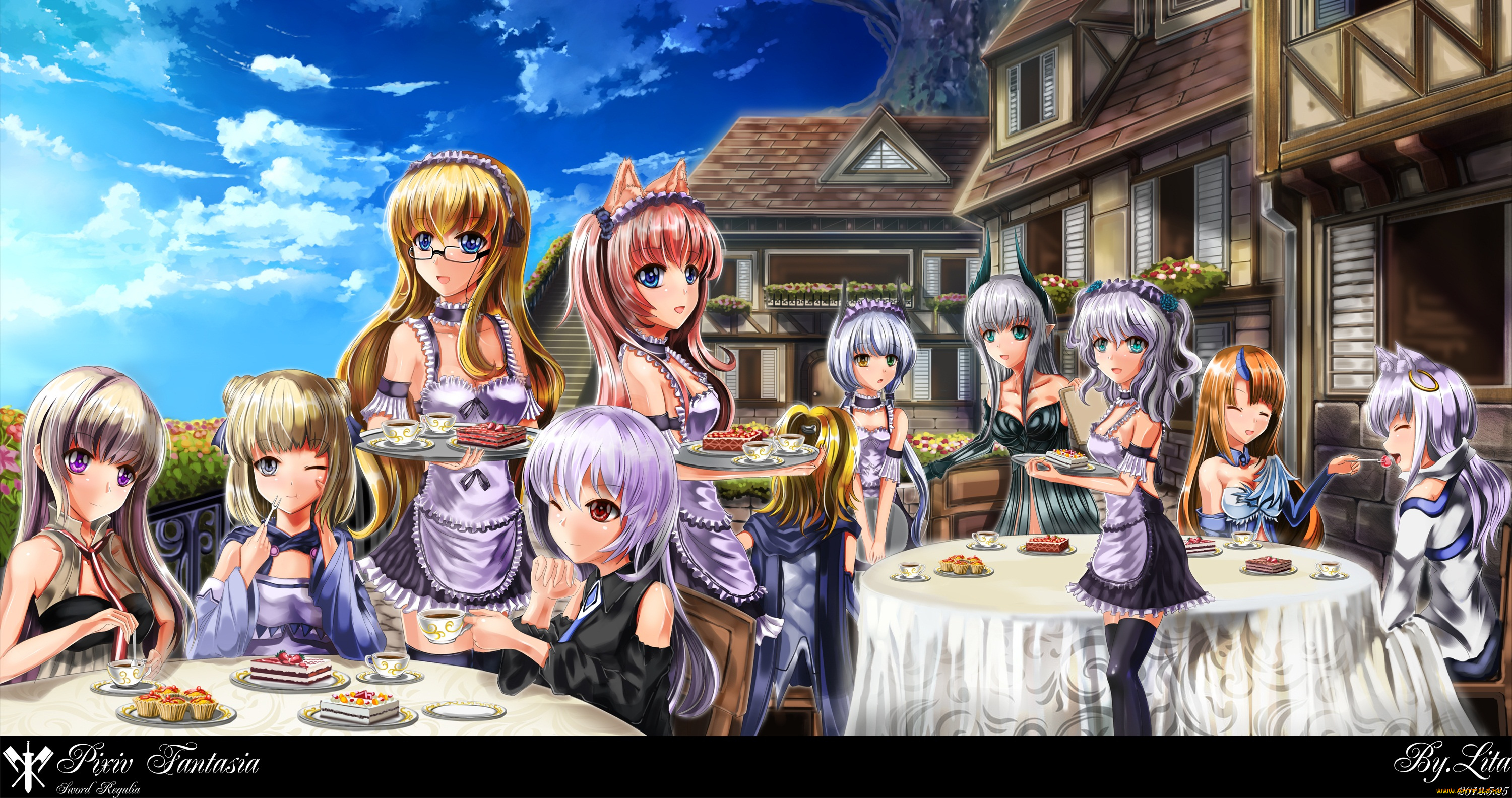 аниме, pixiv, fantasia, девушки, арт, keyboard000, lita, pixiv, fantasia, существа