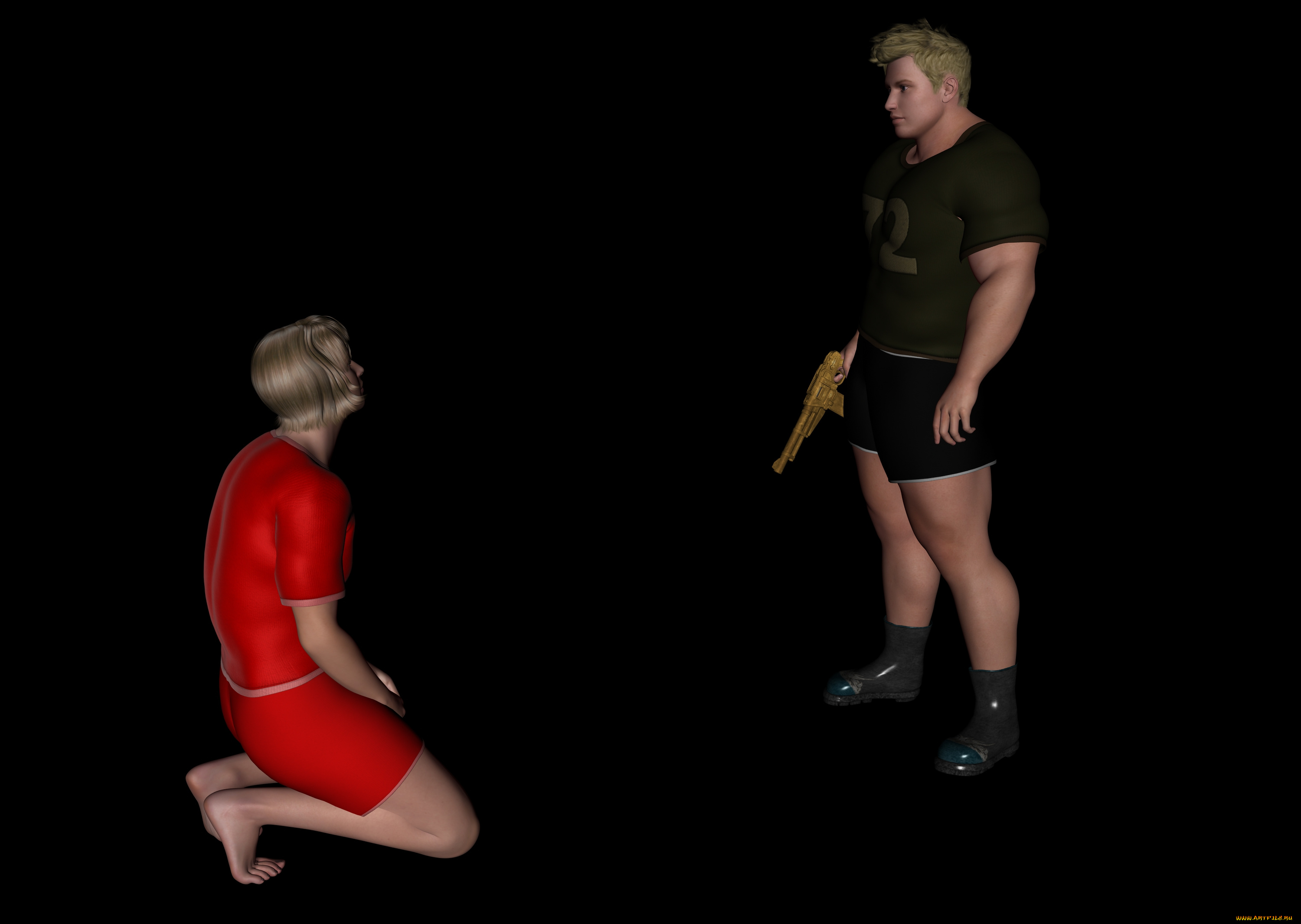 3д, графика, люди, , people, оружие, фон, взгляд, мужчина, девушка