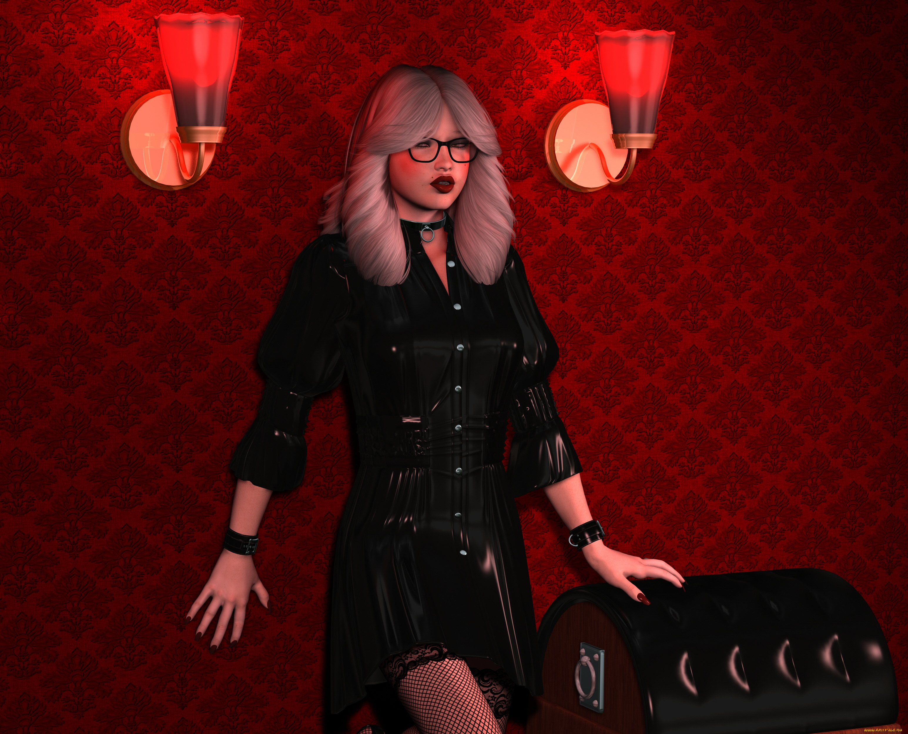 3д, графика, люди, , people, взгляд, девушка, светильники, очки, фон