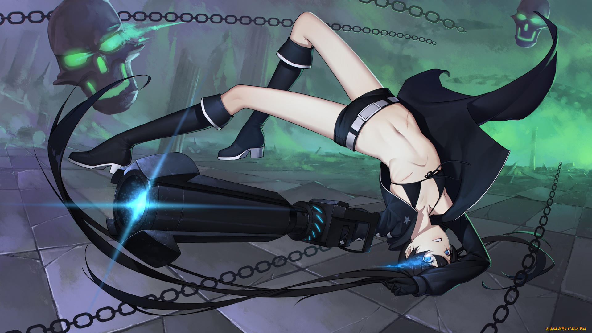 аниме, black, rock, shooter, daye, bie, qia, lian, kuroi, mato, black, rock, shooter