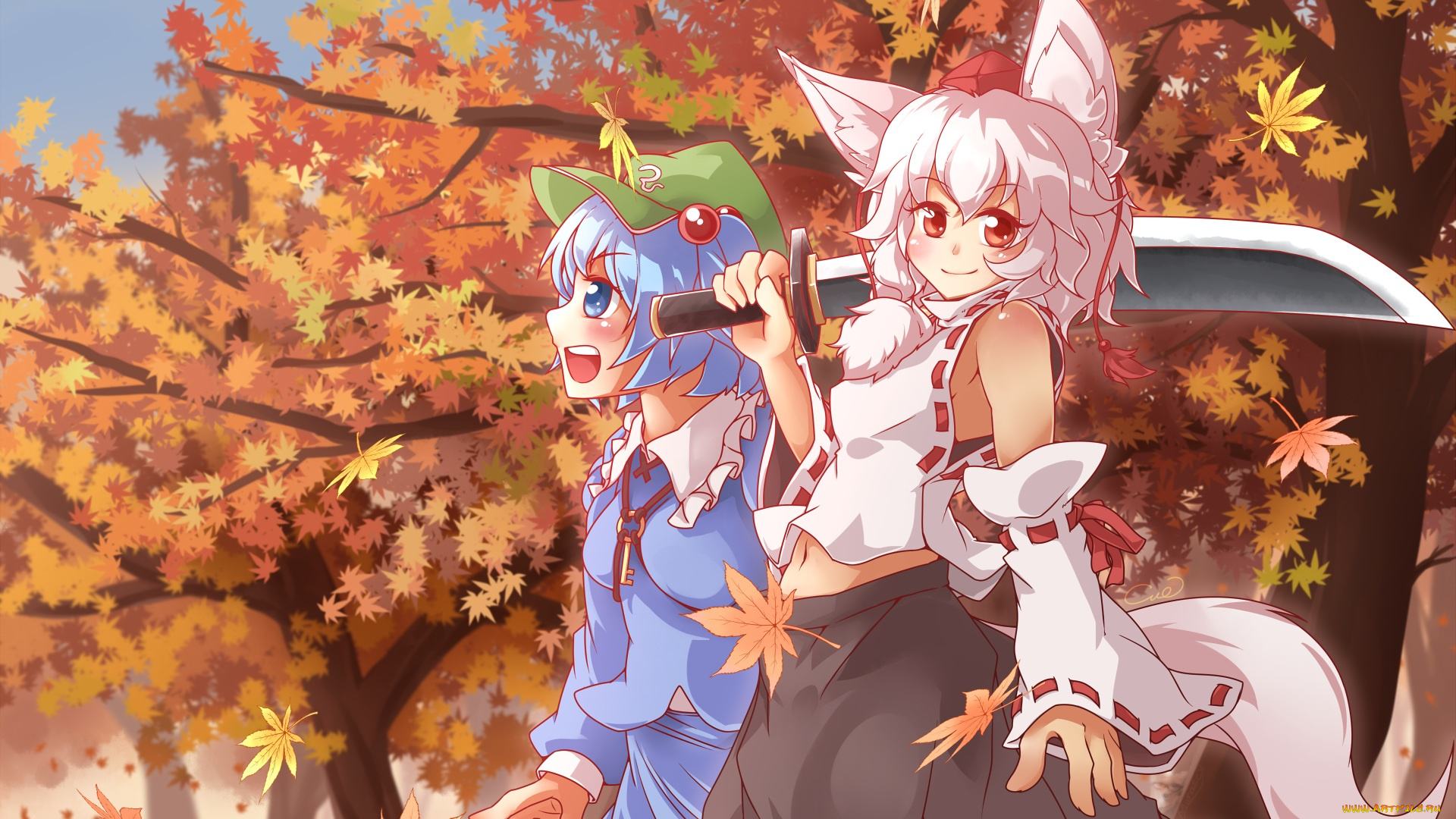 автор, , cue, , lindwrum, аниме, touhou, kawashiro, nitori, inubashiri, momiji