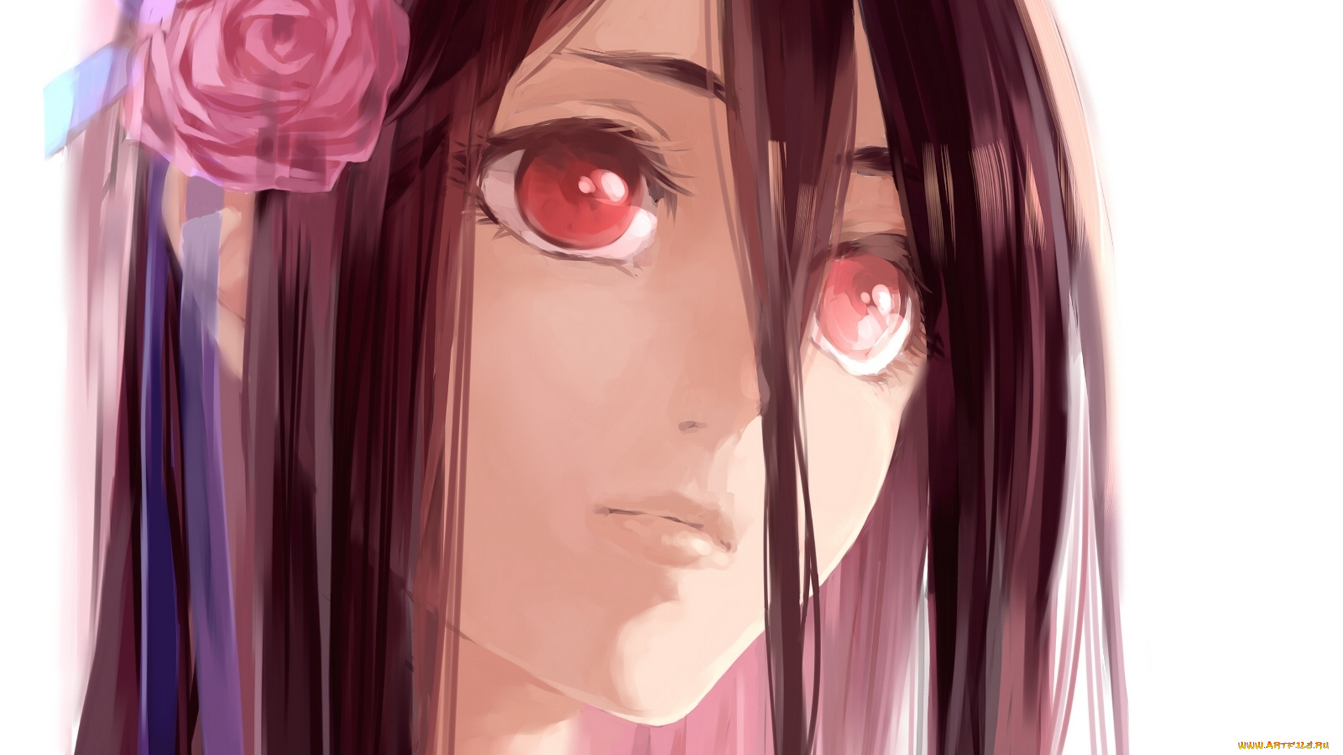 blood, , аниме, девушка, otonashi, saya, цветок, арт, лицо