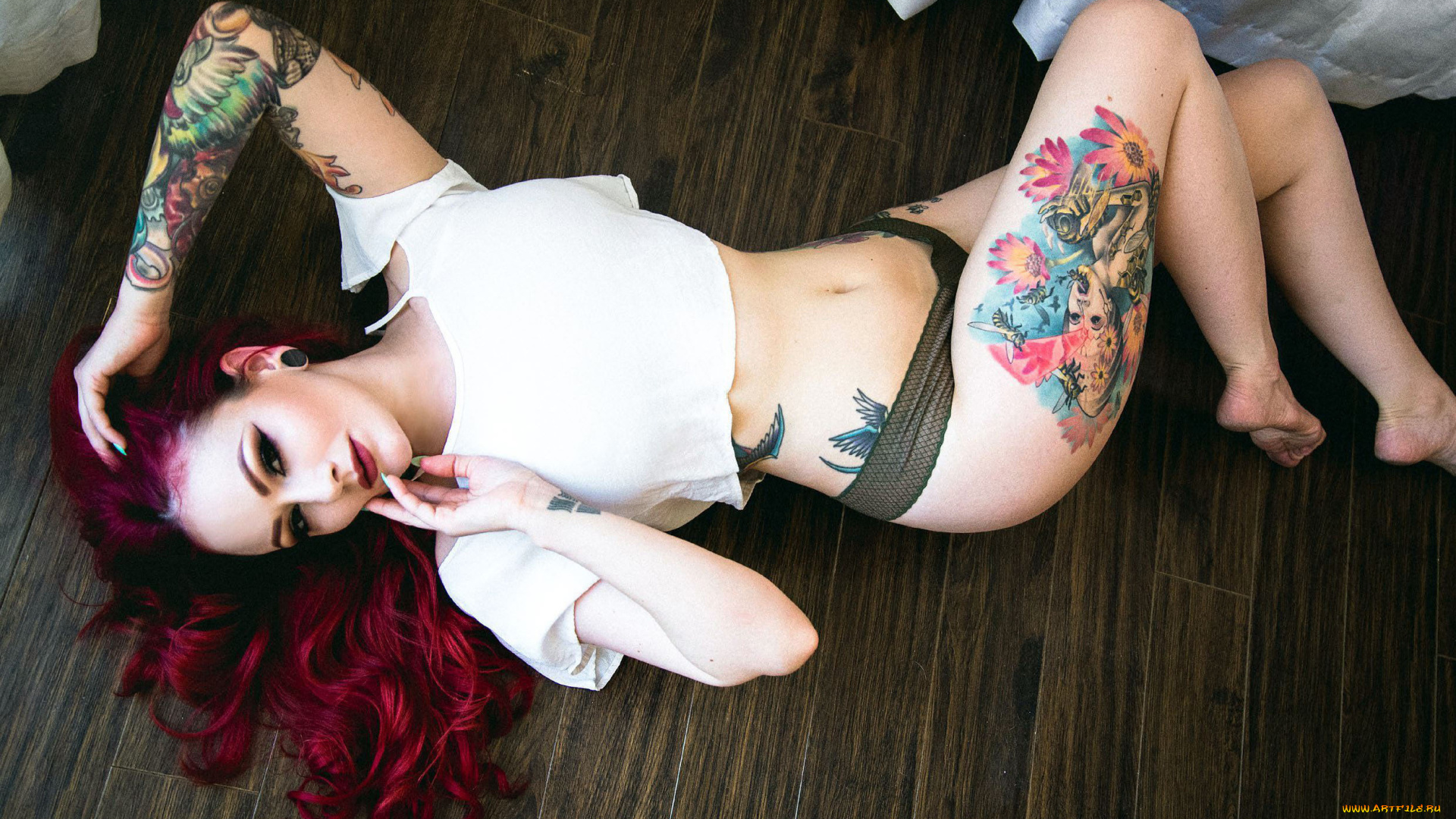 девушки, -unsort, , рыжеволосые, и, другие, взгляд, улыбка, поза, тату, модель, general, leigh