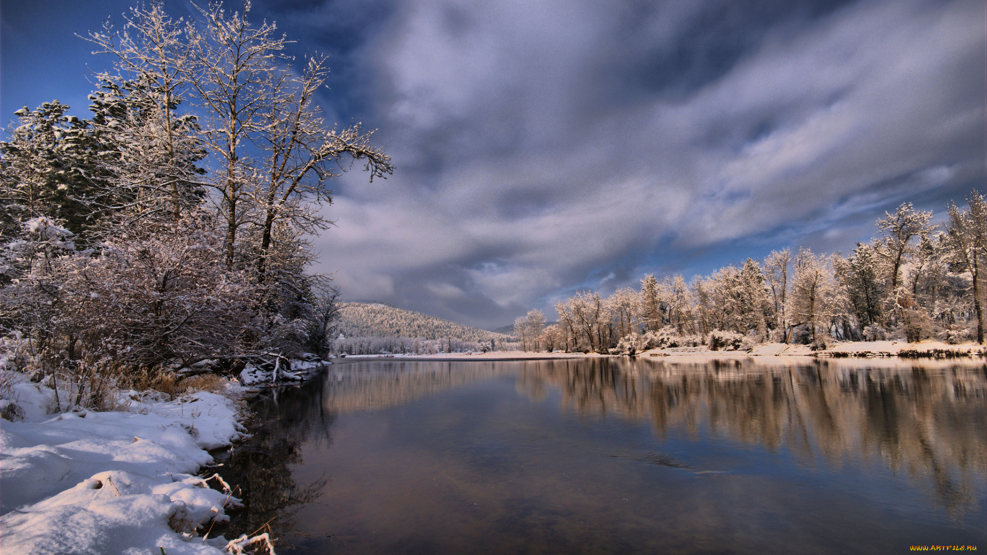 природа, реки, озера, снег, зима, река, лес