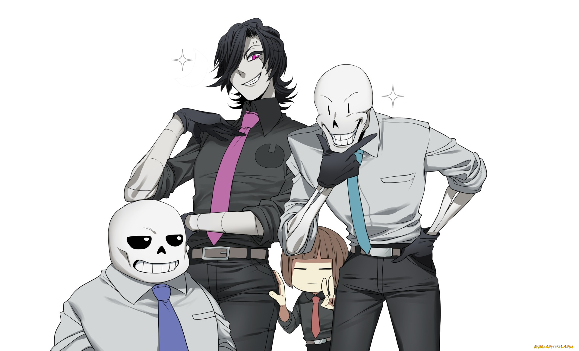 аниме, животные, , существа, mettaton, papyrus, sans, wadani, hitonori, frisk, undertale