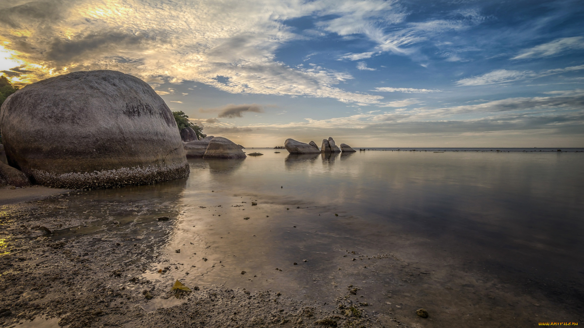 природа, побережье, море, камни