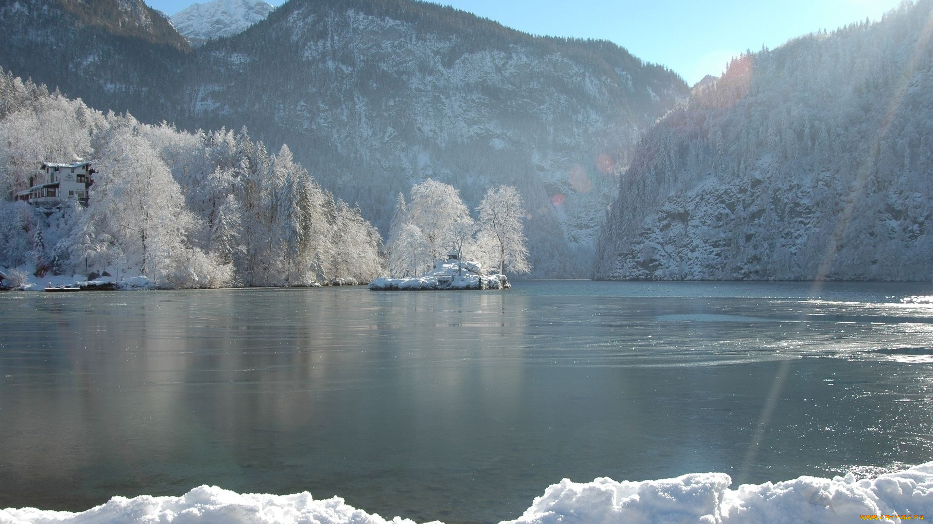 природа, реки, озера, деревья, снег