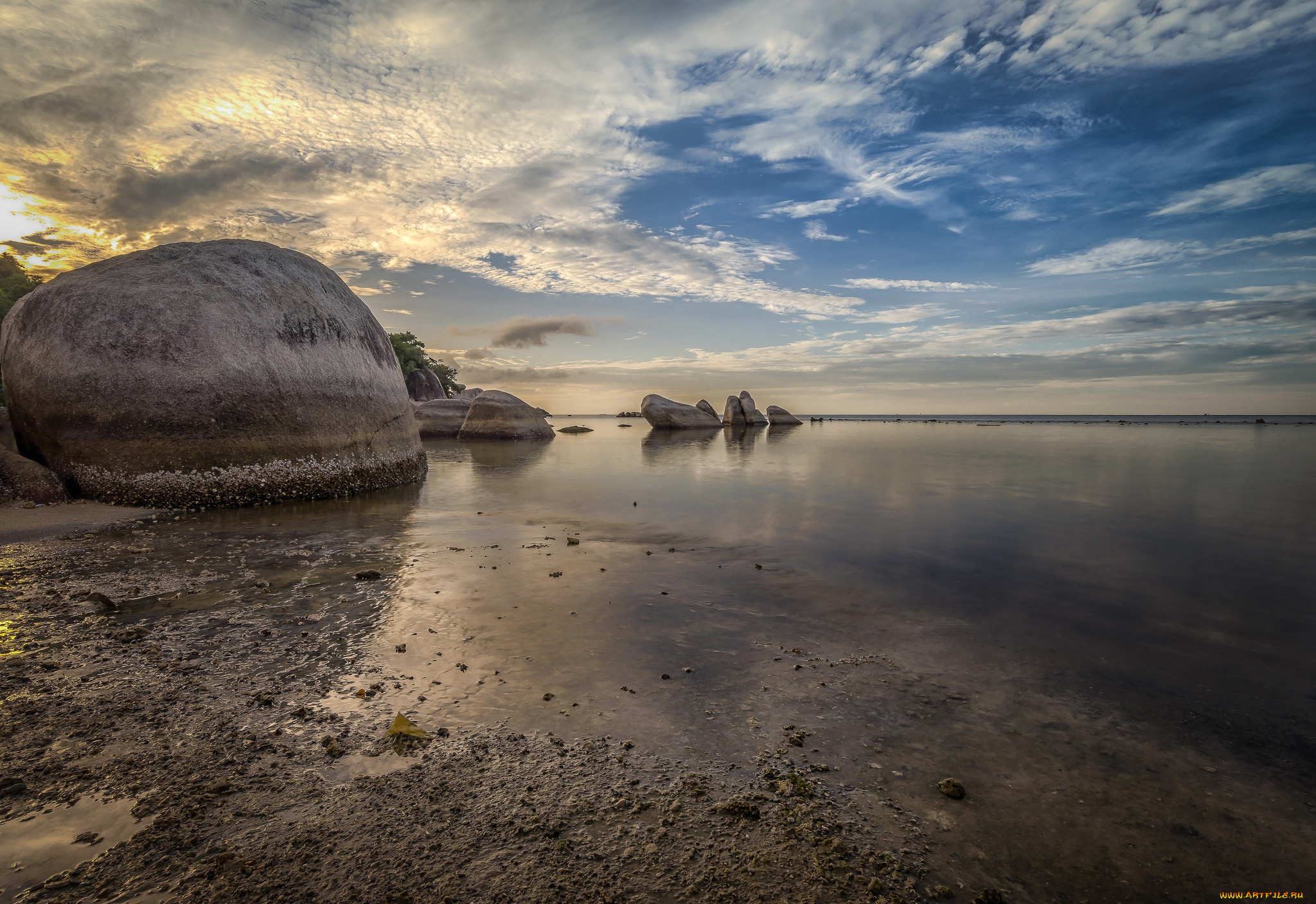 природа, побережье, море, камни