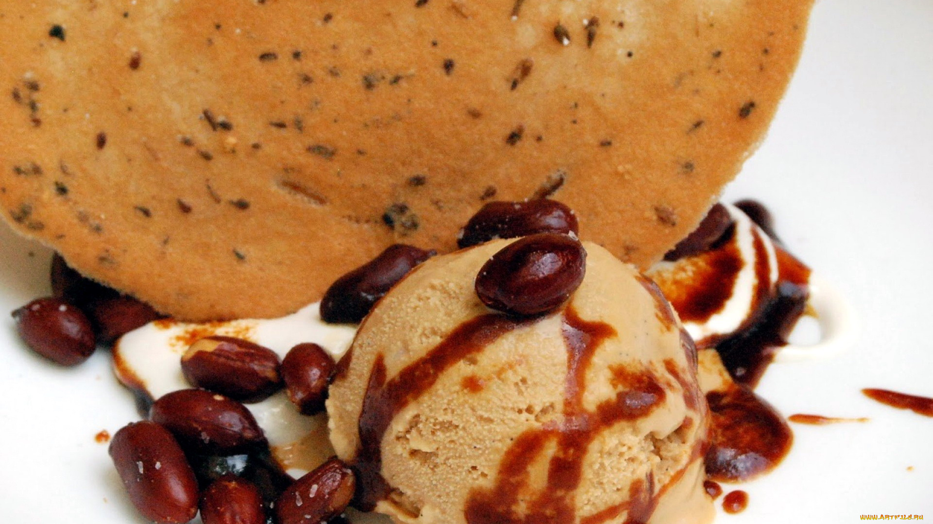 еда, мороженое, , десерты, орехи, сироп