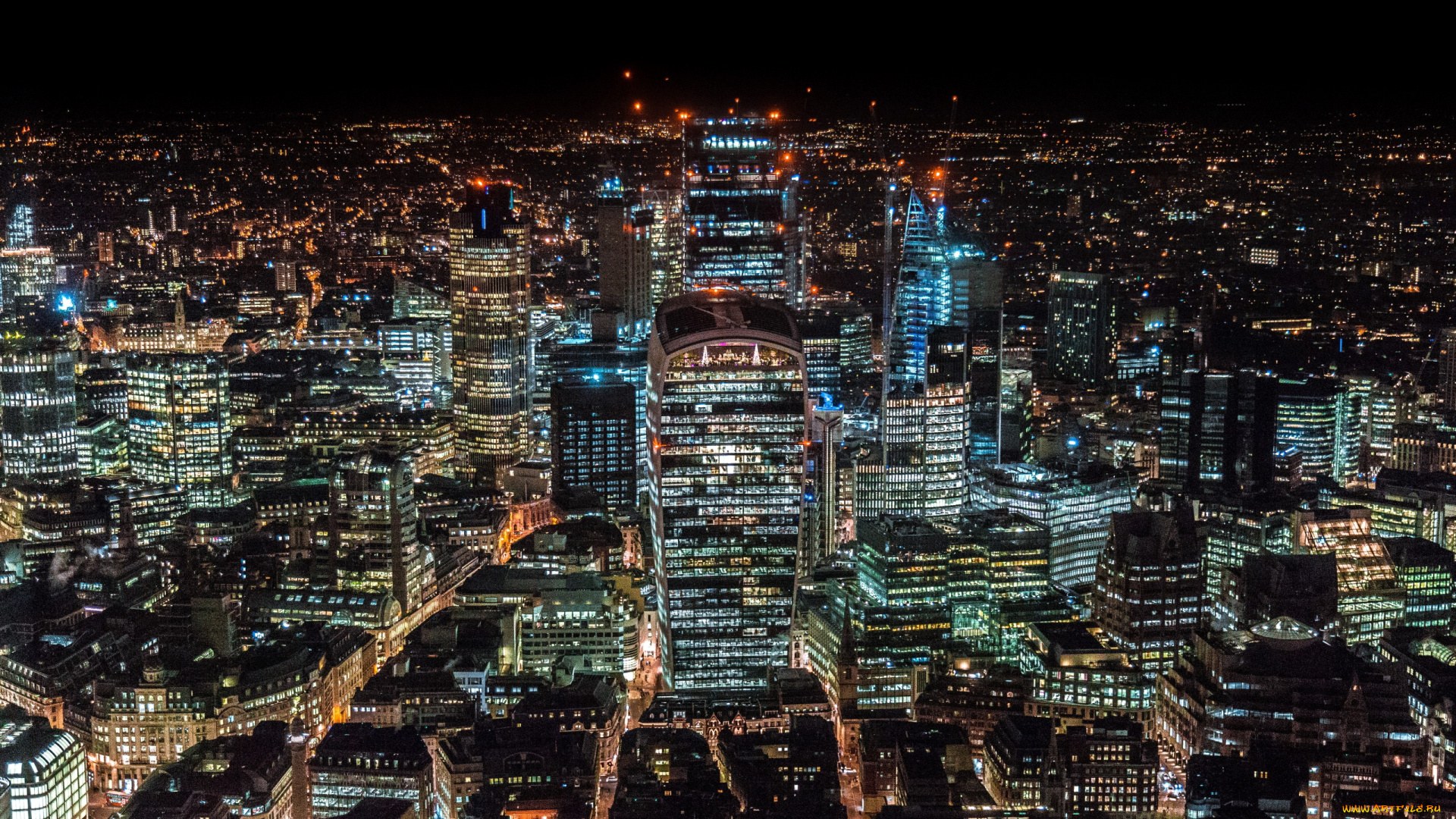 города, лондон, , великобритания, панорама, огни, ночь