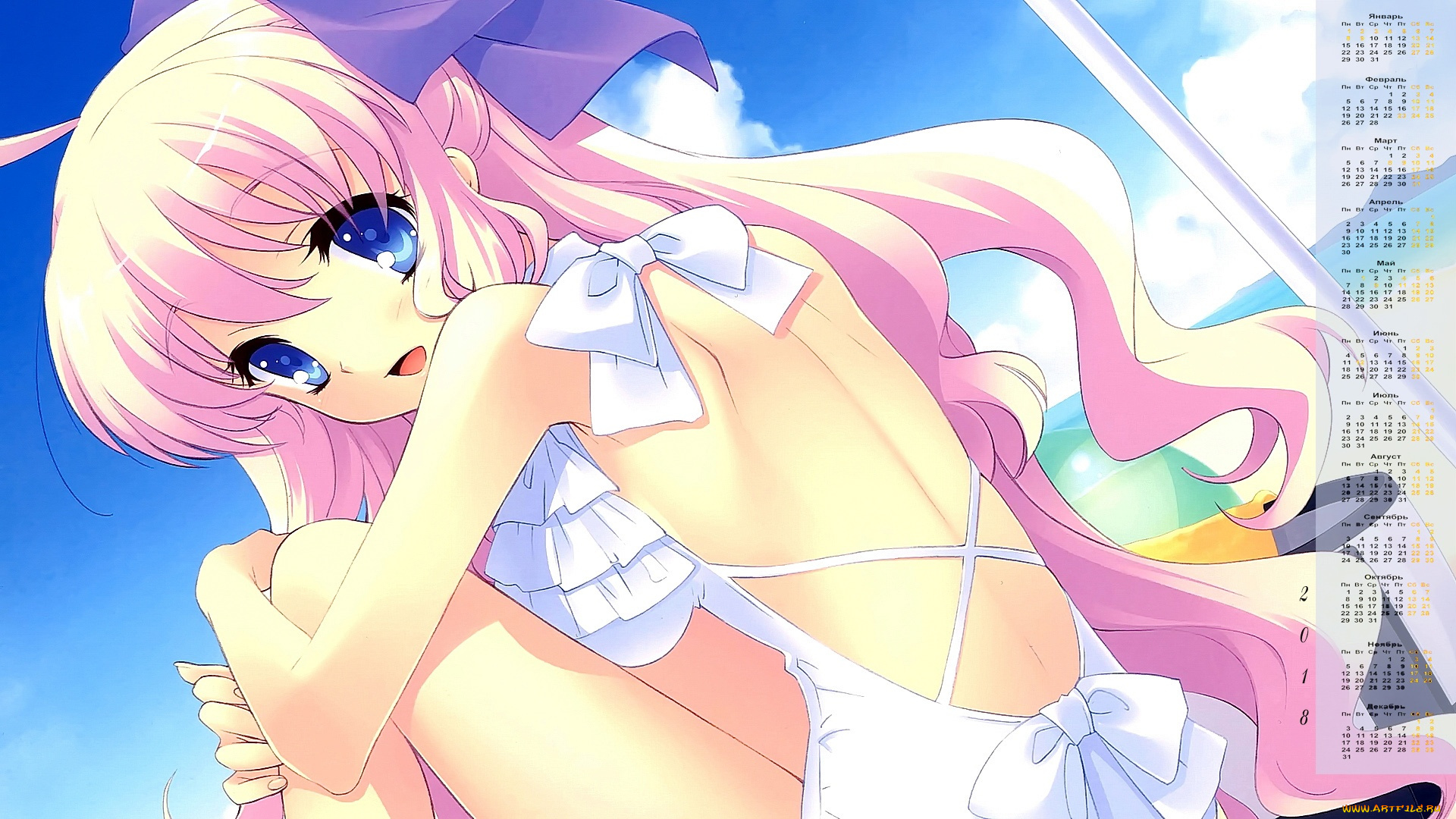 календари, аниме, девушка, 2018, взгляд