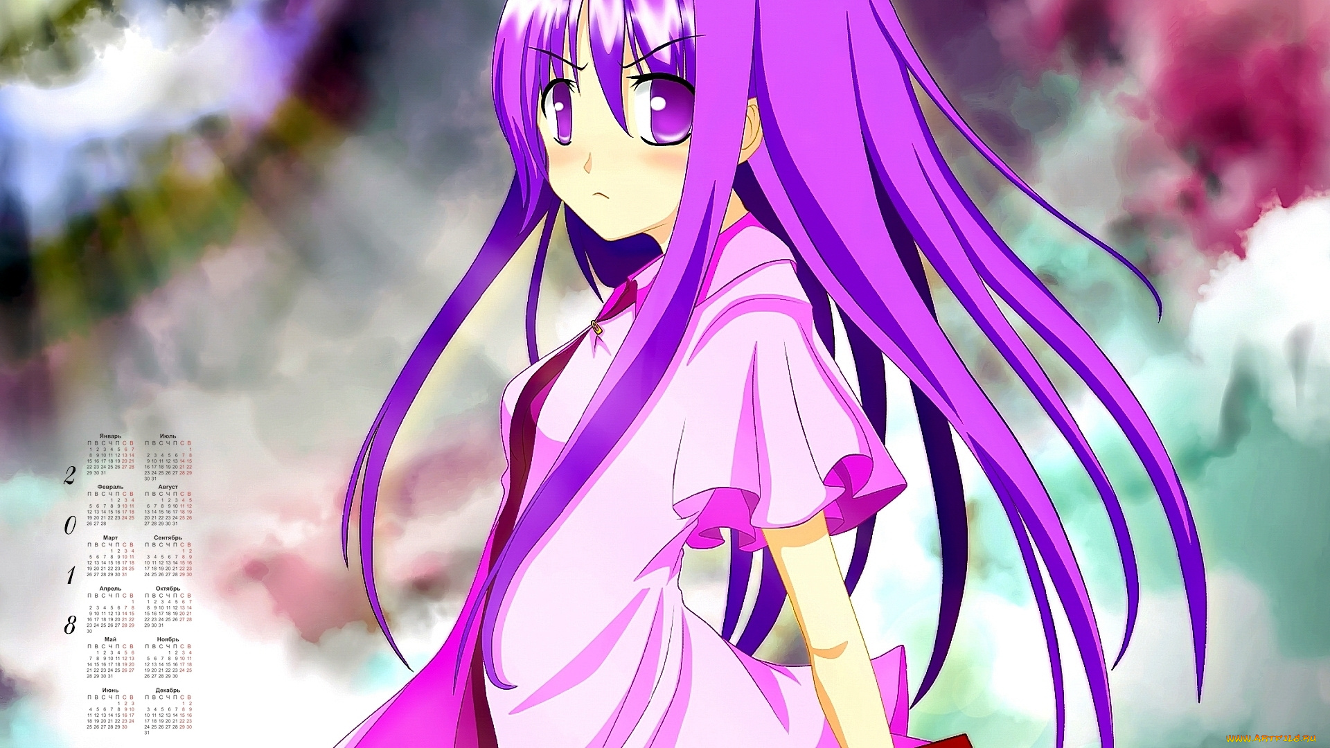 календари, аниме, девушка, 2018, взгляд