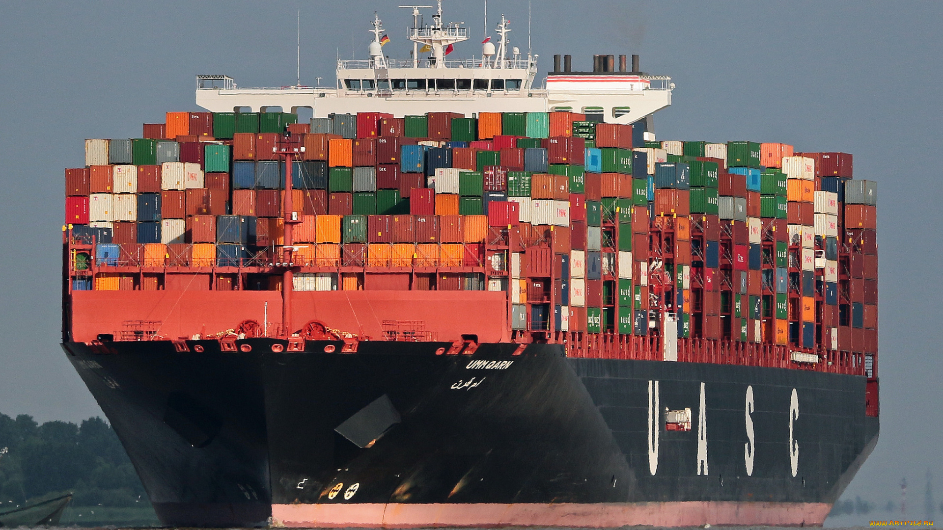 корабли, грузовые, суда, контейнеровоз