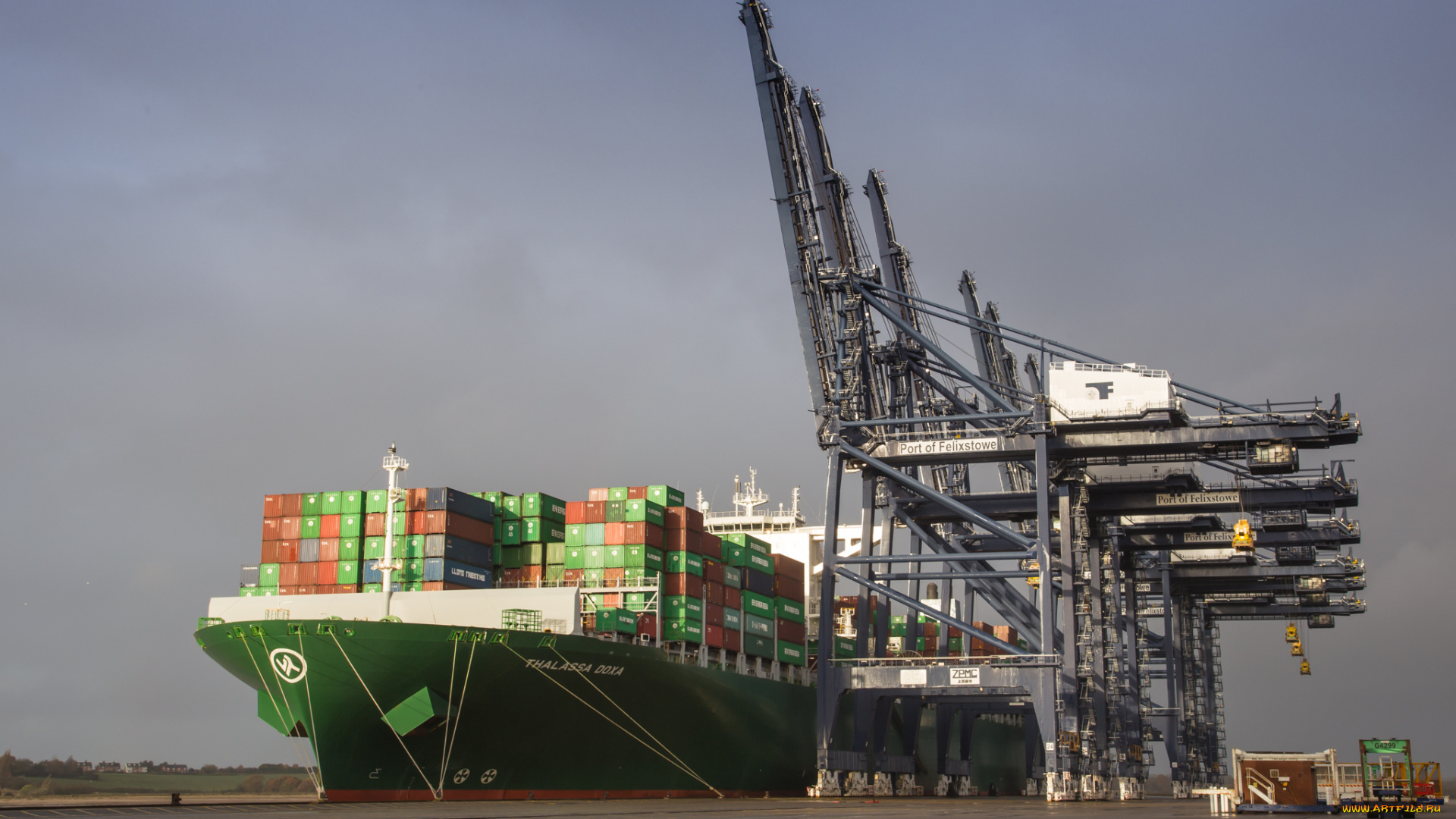 корабли, грузовые, суда, контейнеровоз