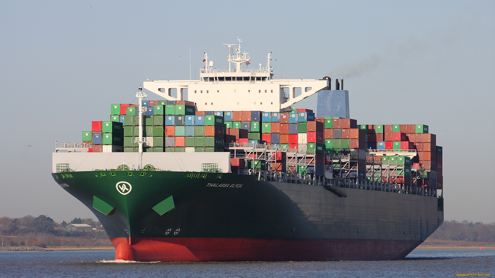 корабли, грузовые, суда, контейнеровоз