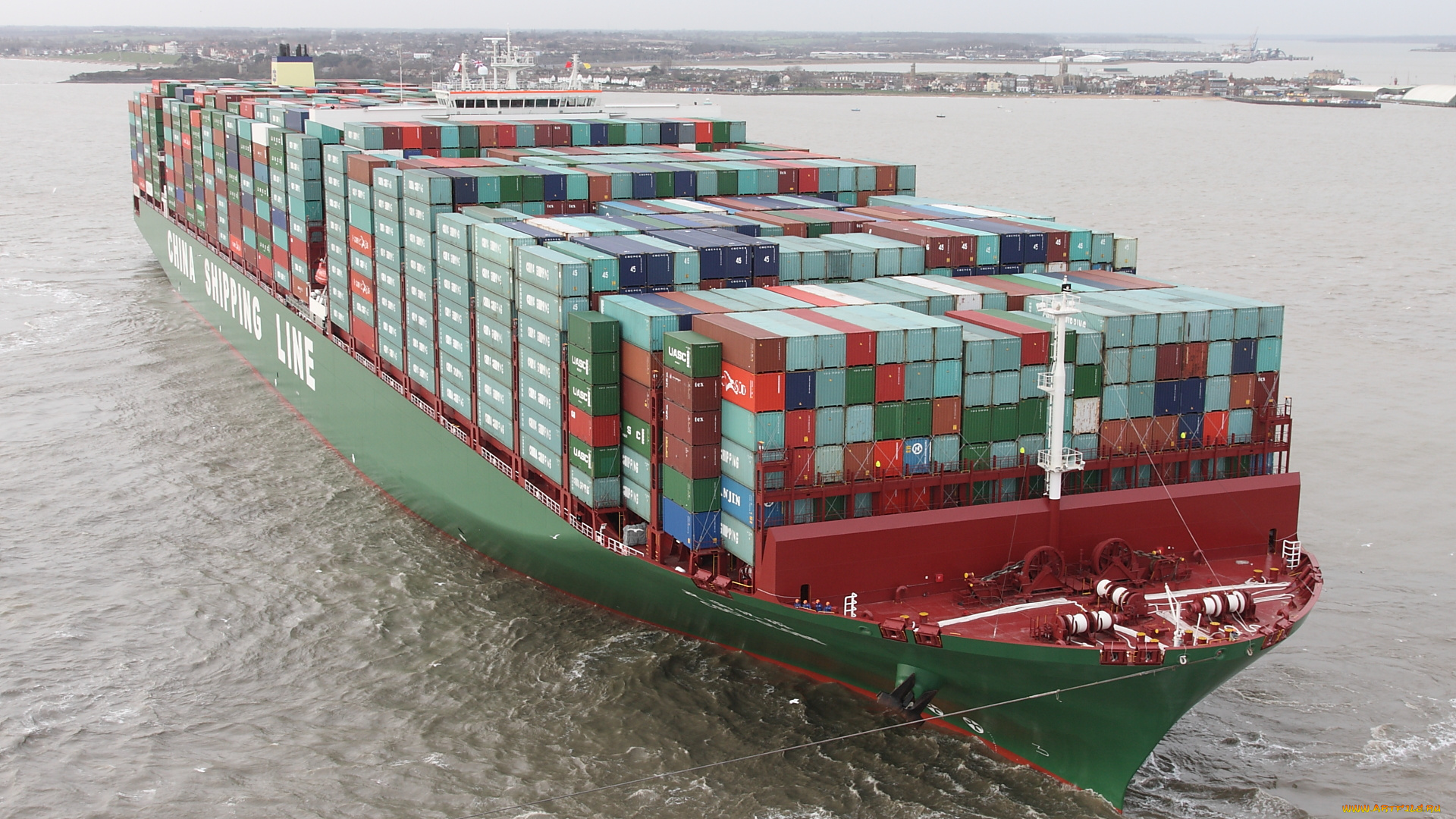 корабли, грузовые, суда, контейнеровоз