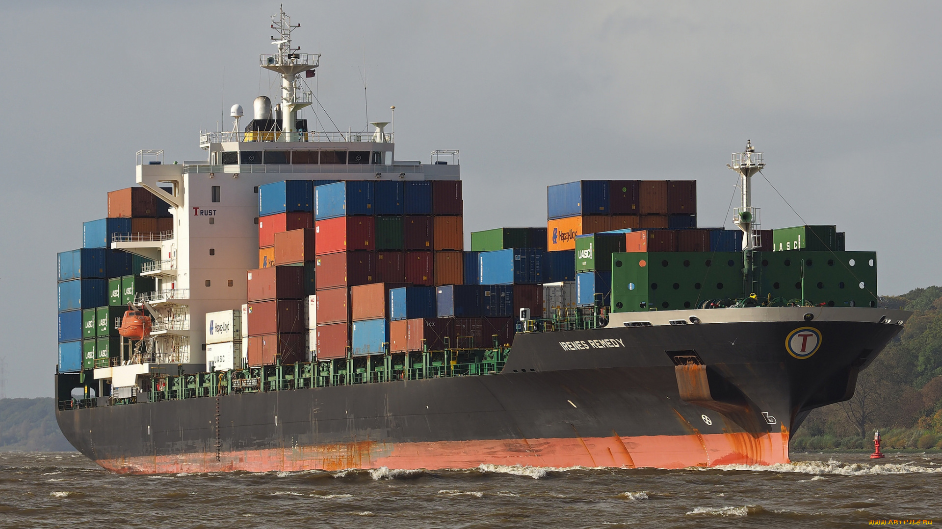 корабли, грузовые, суда, контейнеровоз