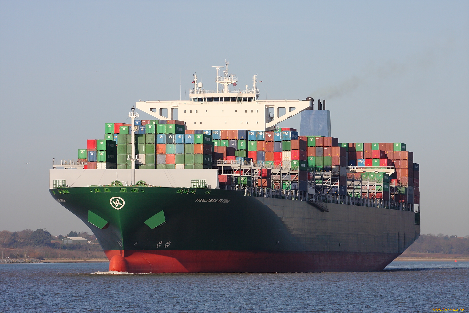 корабли, грузовые, суда, контейнеровоз