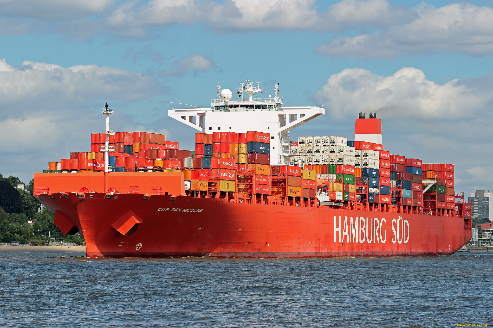 корабли, грузовые, суда, контейнеровоз