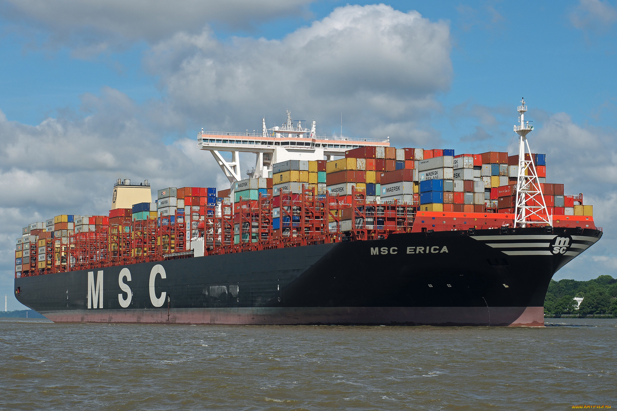 корабли, грузовые, суда, контейнеровоз