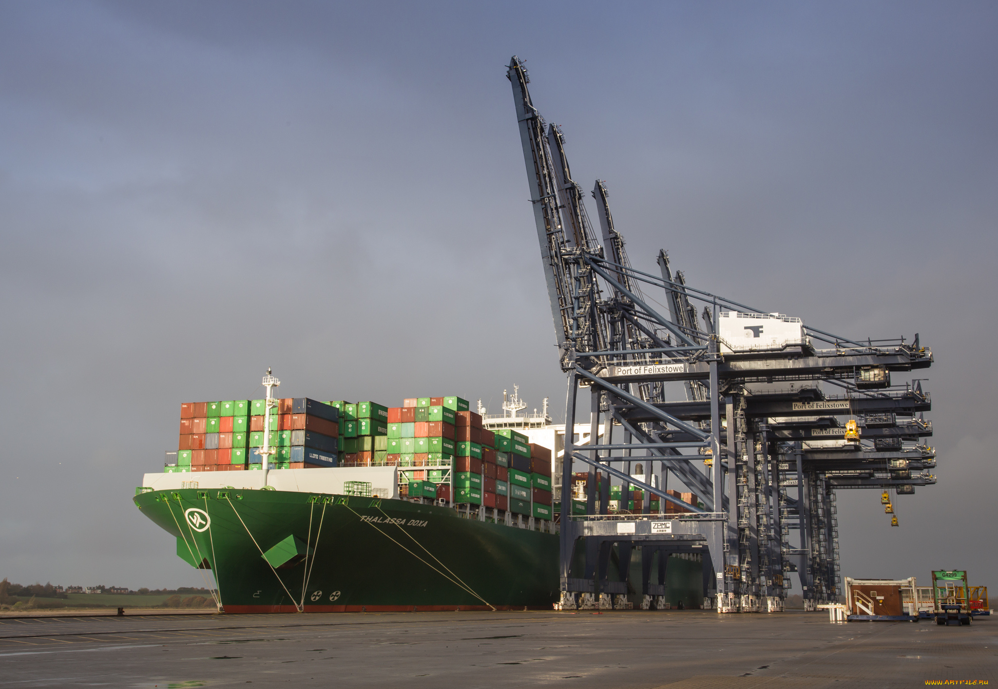 корабли, грузовые, суда, контейнеровоз