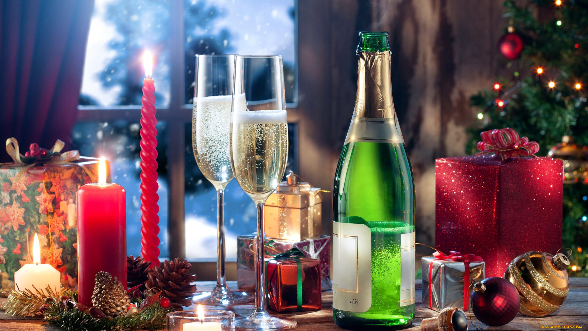 праздничные, угощения, шампанское