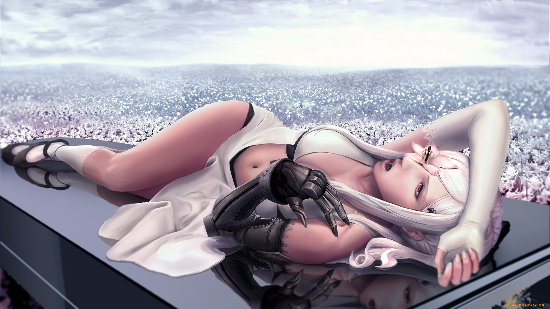 видео, игры, nier, , automata, рука, рояль, фон, девушка