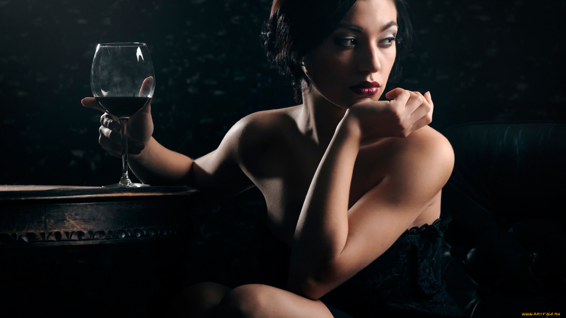 девушки, -, брюнетки, , шатенки, бокал, вино, брюнетка, поза, грусть