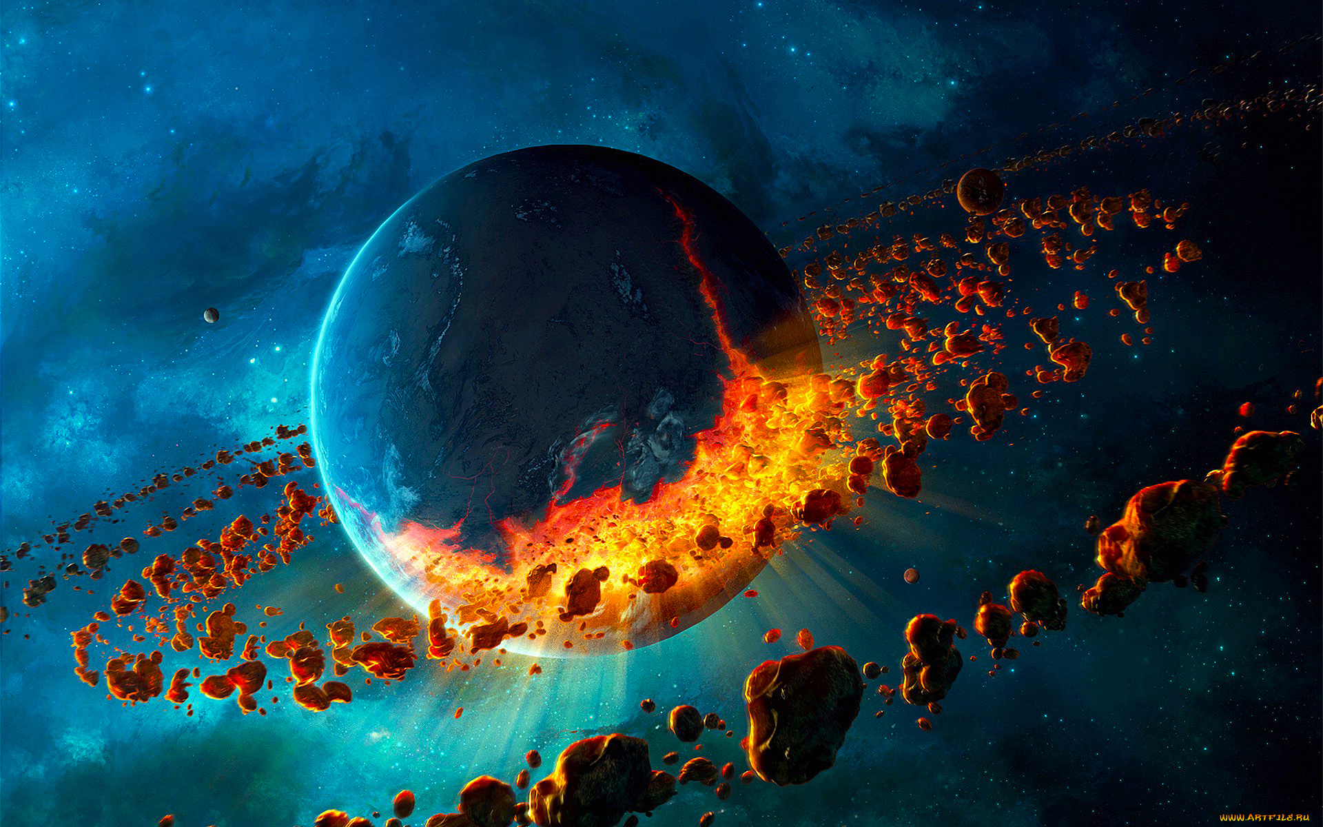 космос, арт, планета, астероиды, метеориты, спутник, атмосфера, явление, тьма, пространство, вселенная, галактика, облака, вакуум, бесконечность