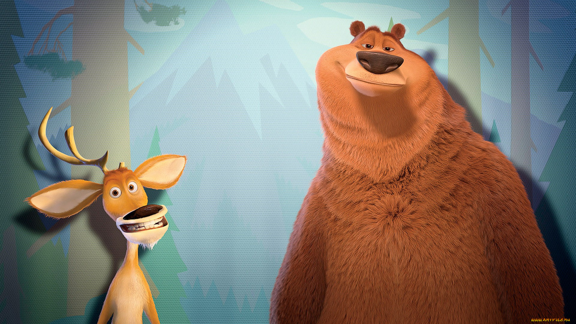 мультфильмы, open, season, олень, медведь, лес