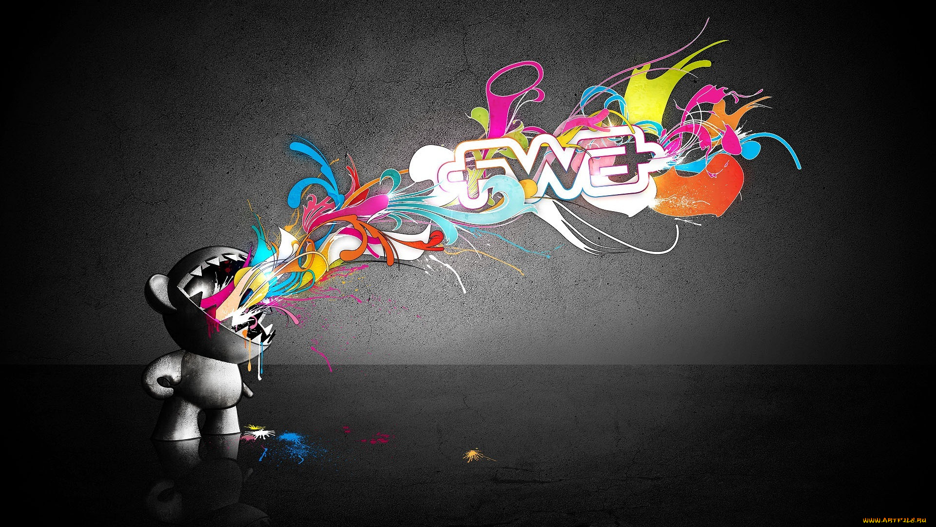 векторная, графика, другое, , other, существо, рот, цвета