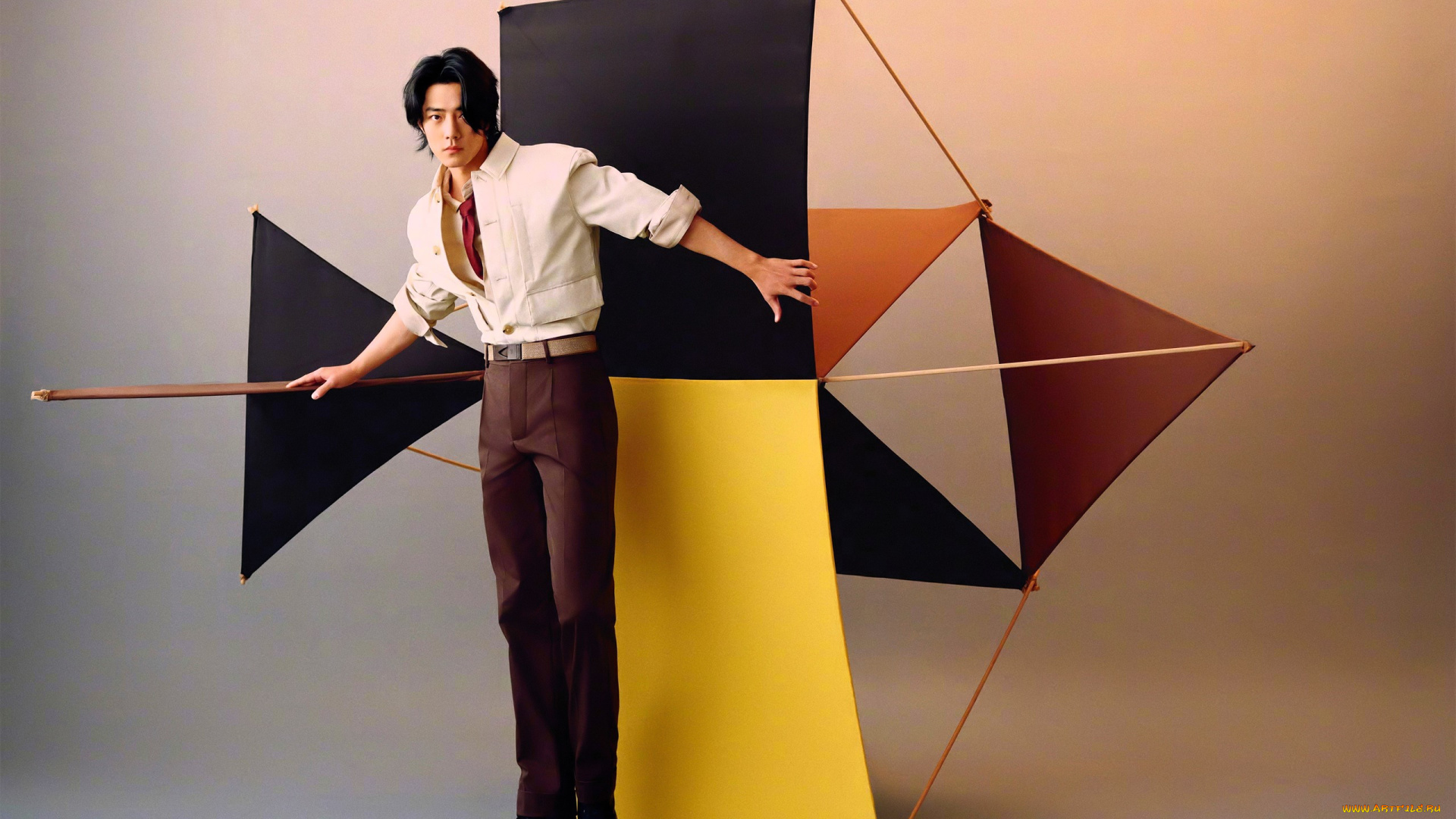 мужчины, xiao, zhan, актер, рубашка, воздушный, змей