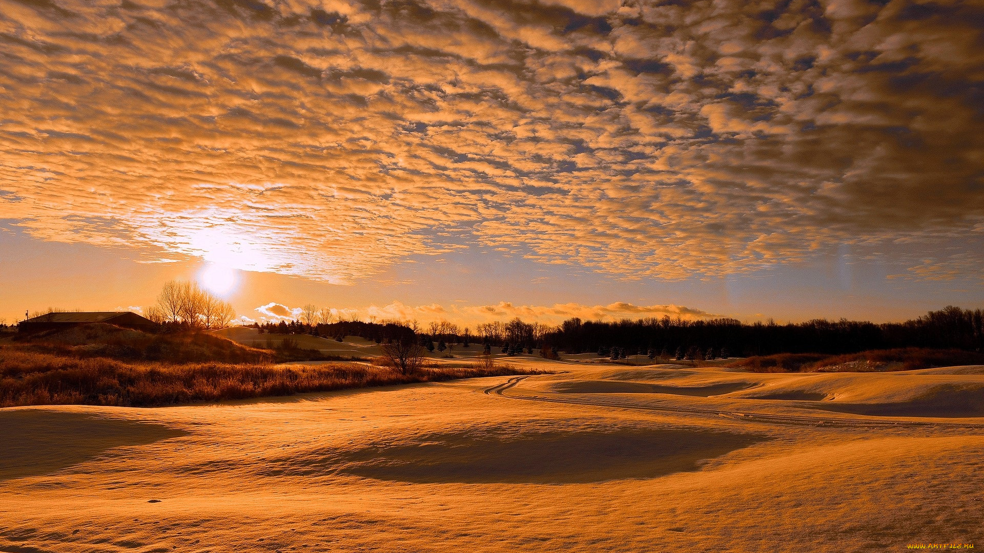 природа, восходы, закаты, небо, тучи, снег, закат