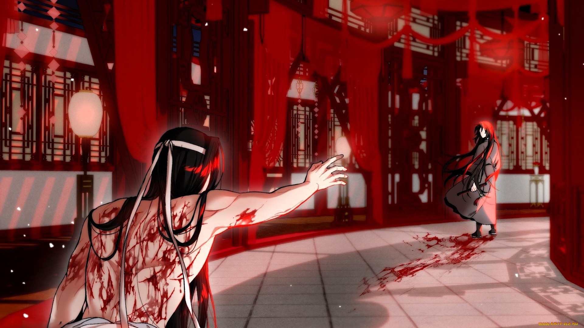 аниме, mo, dao, zu, shi, вэй, усянь, лань, ванцзы, кровь, улица