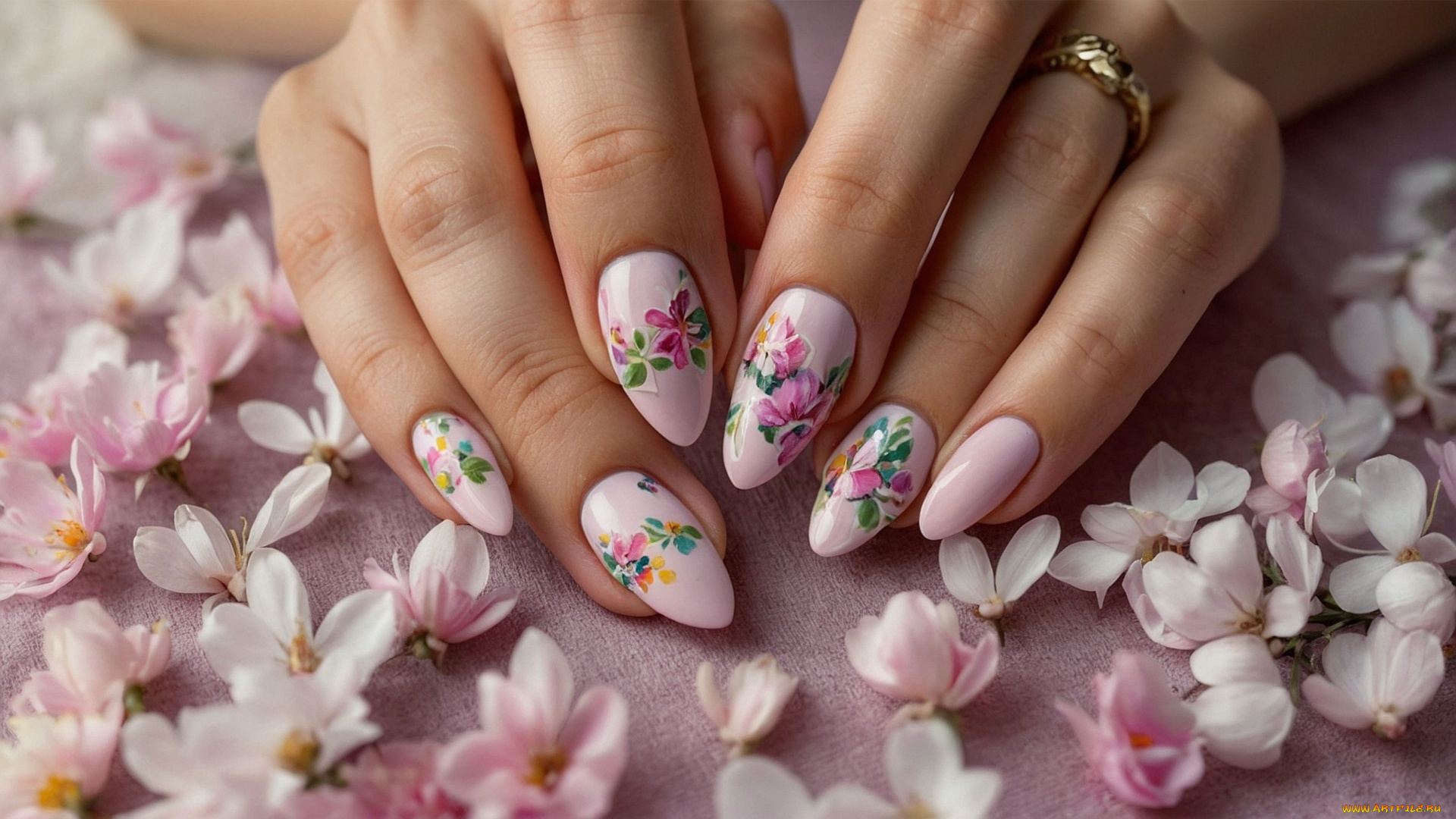 разное, руки, , ноги, женские, маникюр, лепестки