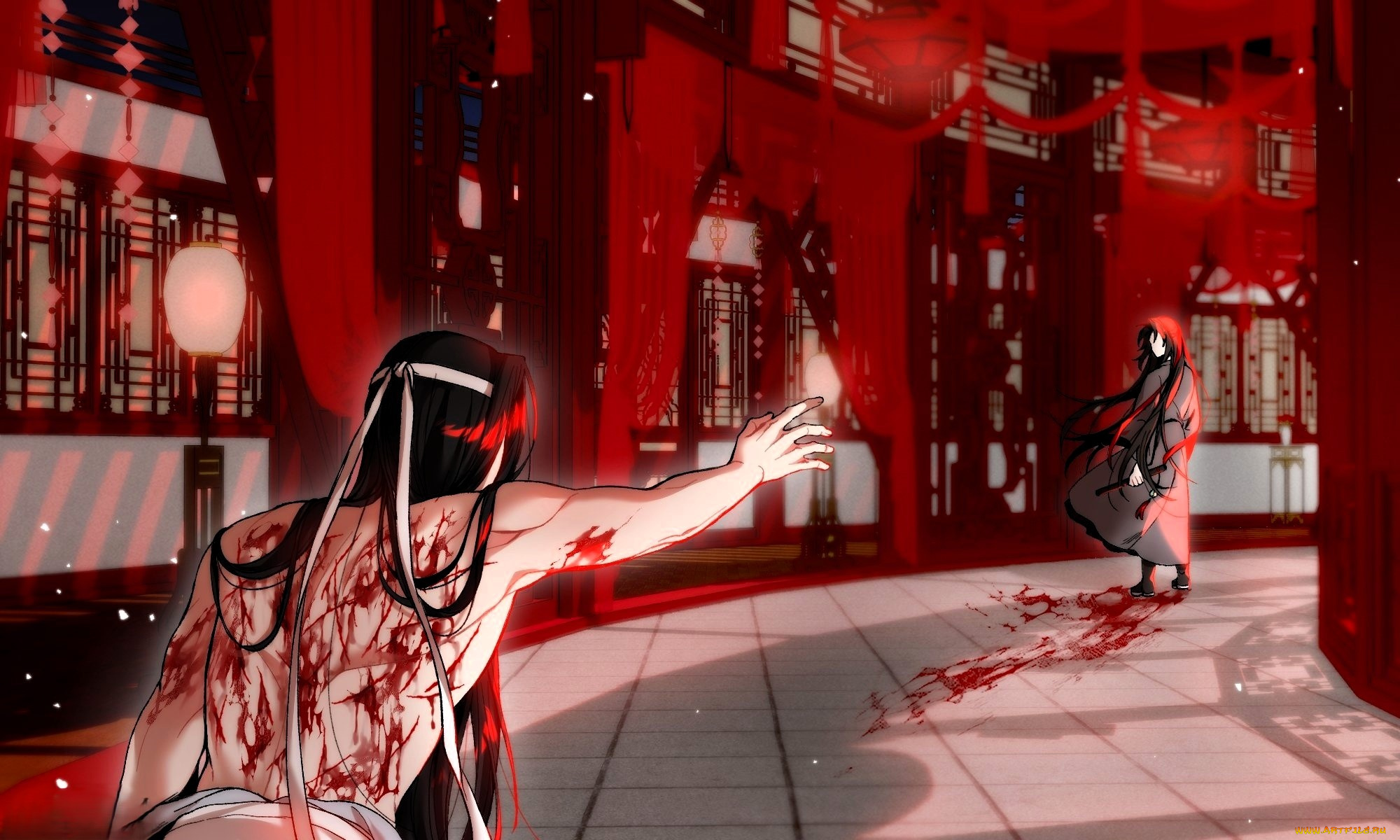 аниме, mo, dao, zu, shi, вэй, усянь, лань, ванцзы, кровь, улица