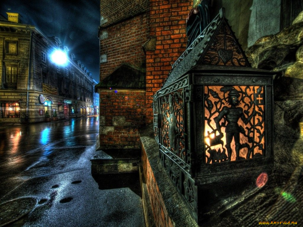 города, огни, ночного