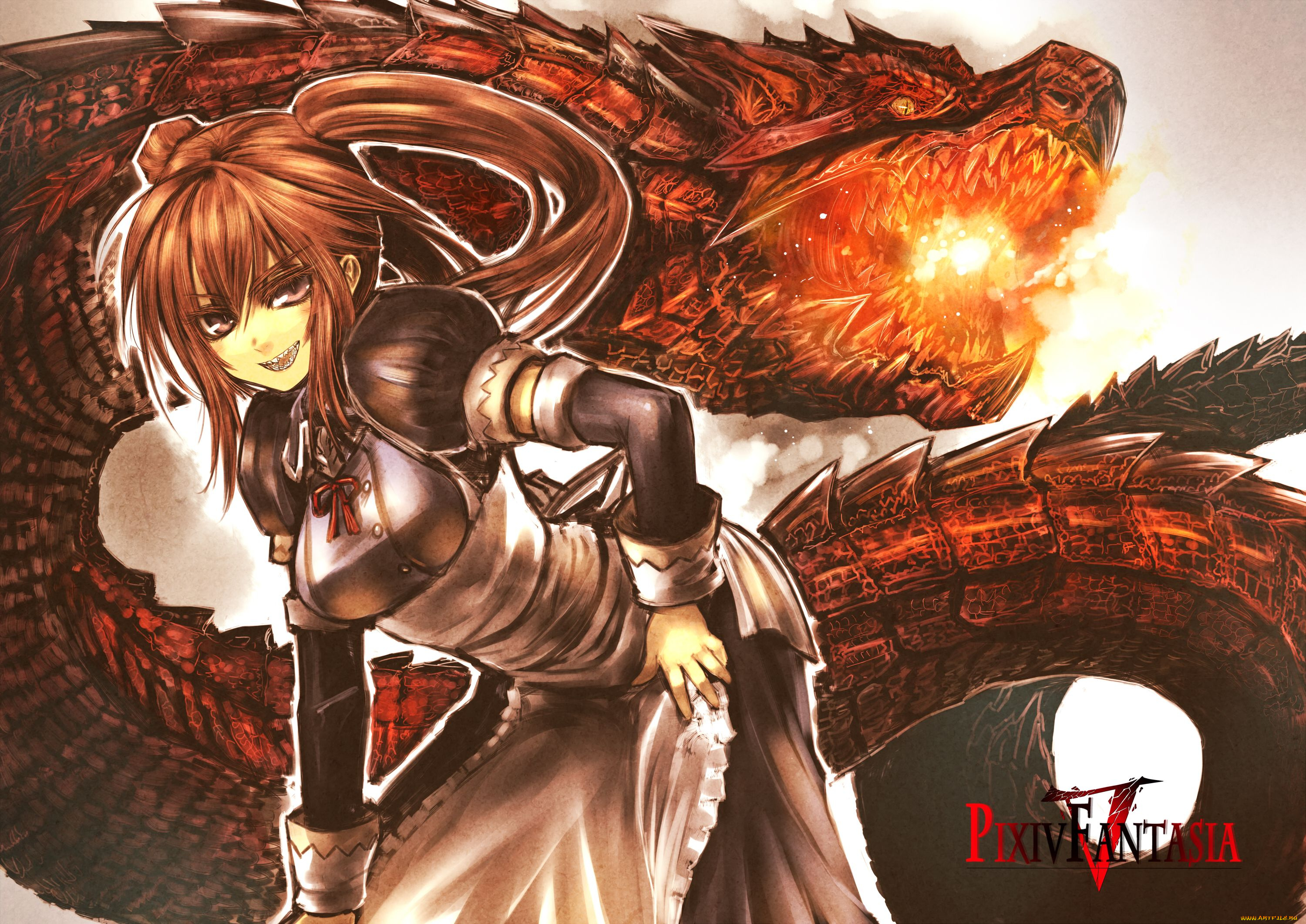 pixiv, fantasia, аниме, дракон