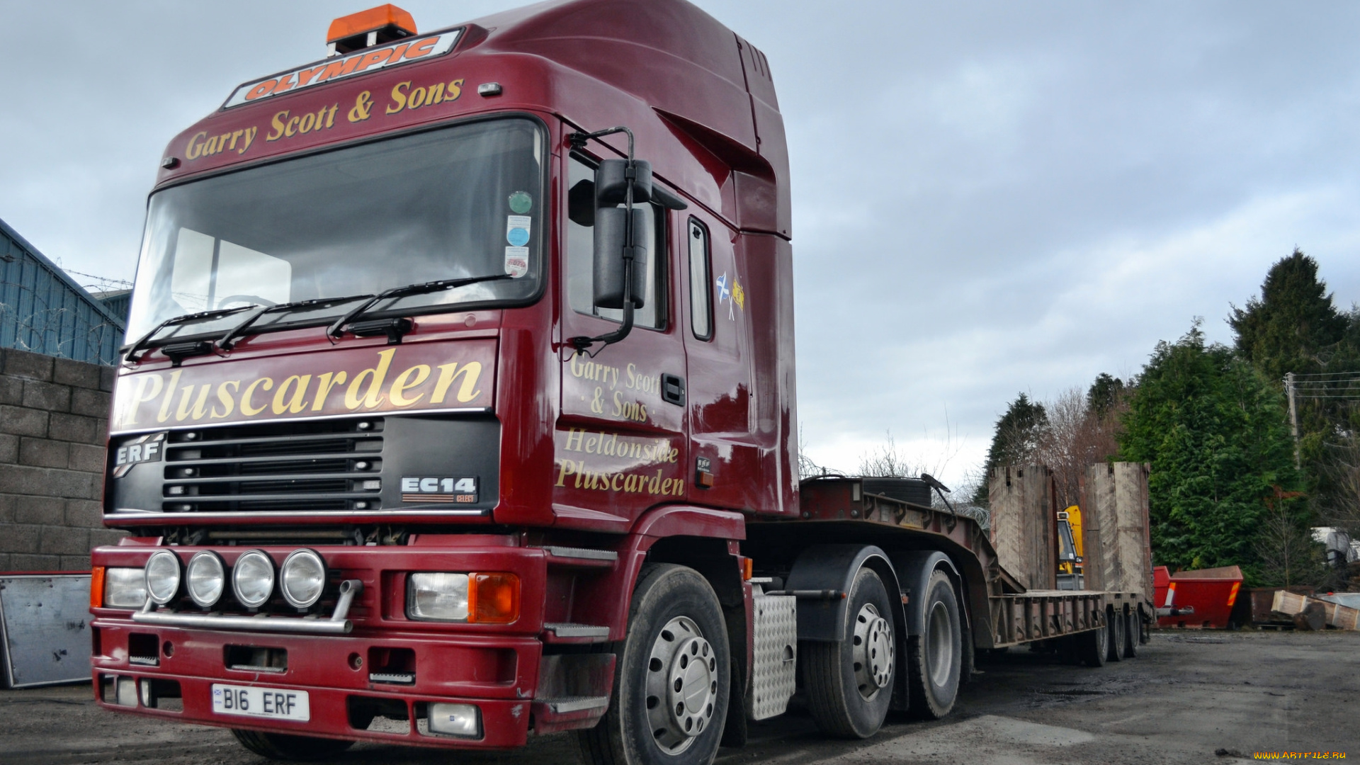 автомобили, грузовики, седельный, тягач, прицеп