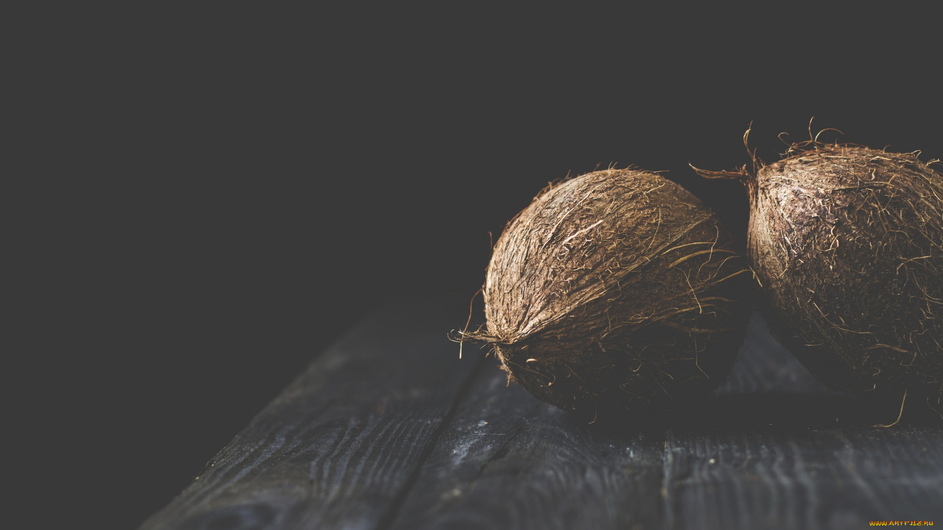 еда, кокос, темный, фон