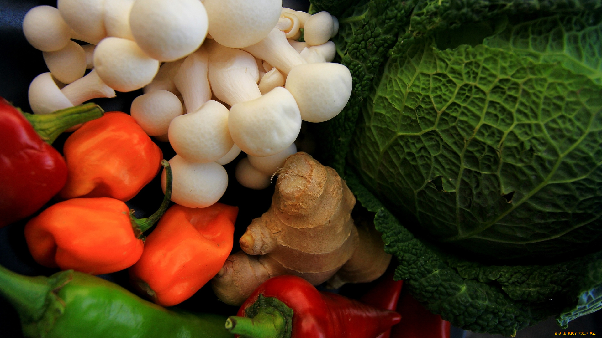 еда, разное, перец, имбирь, капуста, грибы, овощи
