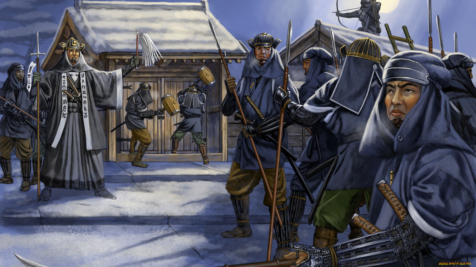 фэнтези, люди, воины, средневековье, военачальник, солдаты, оружие, япония