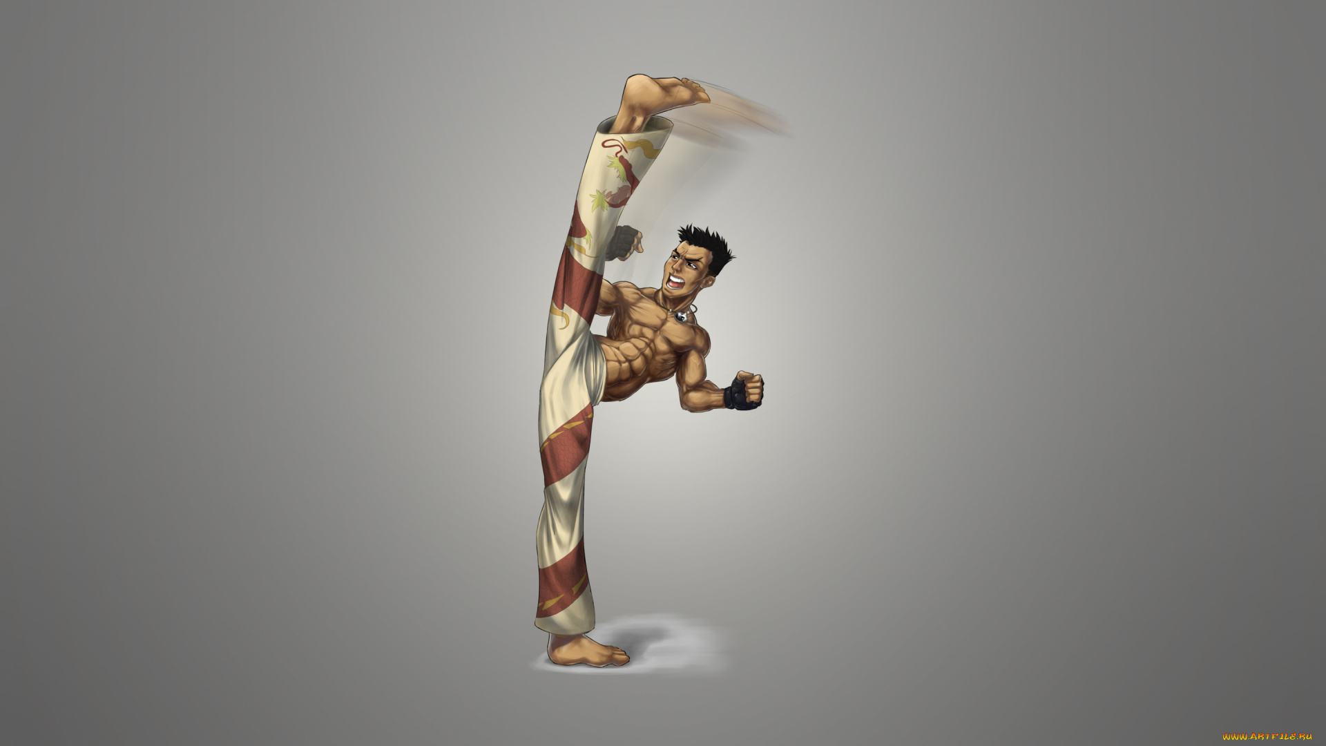 каратист, рисованные, минимализм, удар, человек