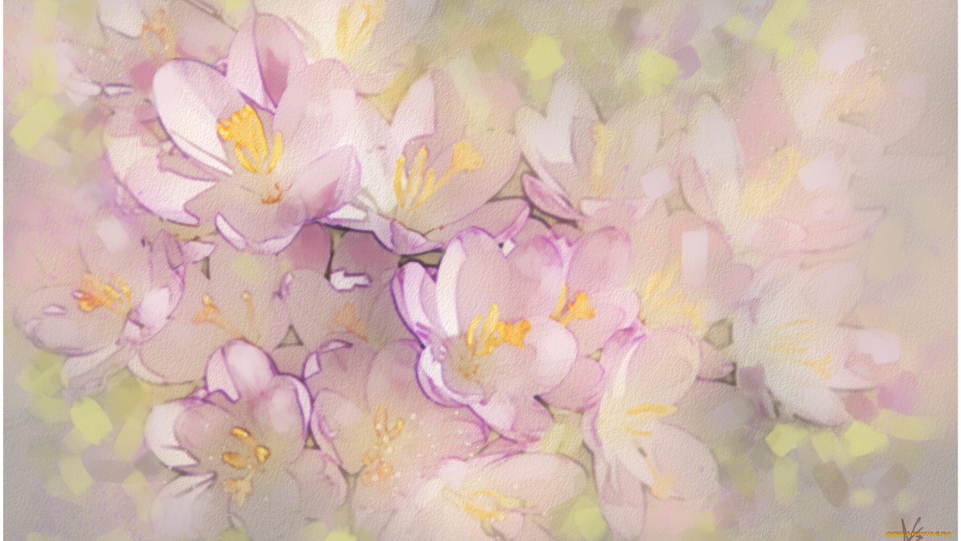 рисованные, цветы