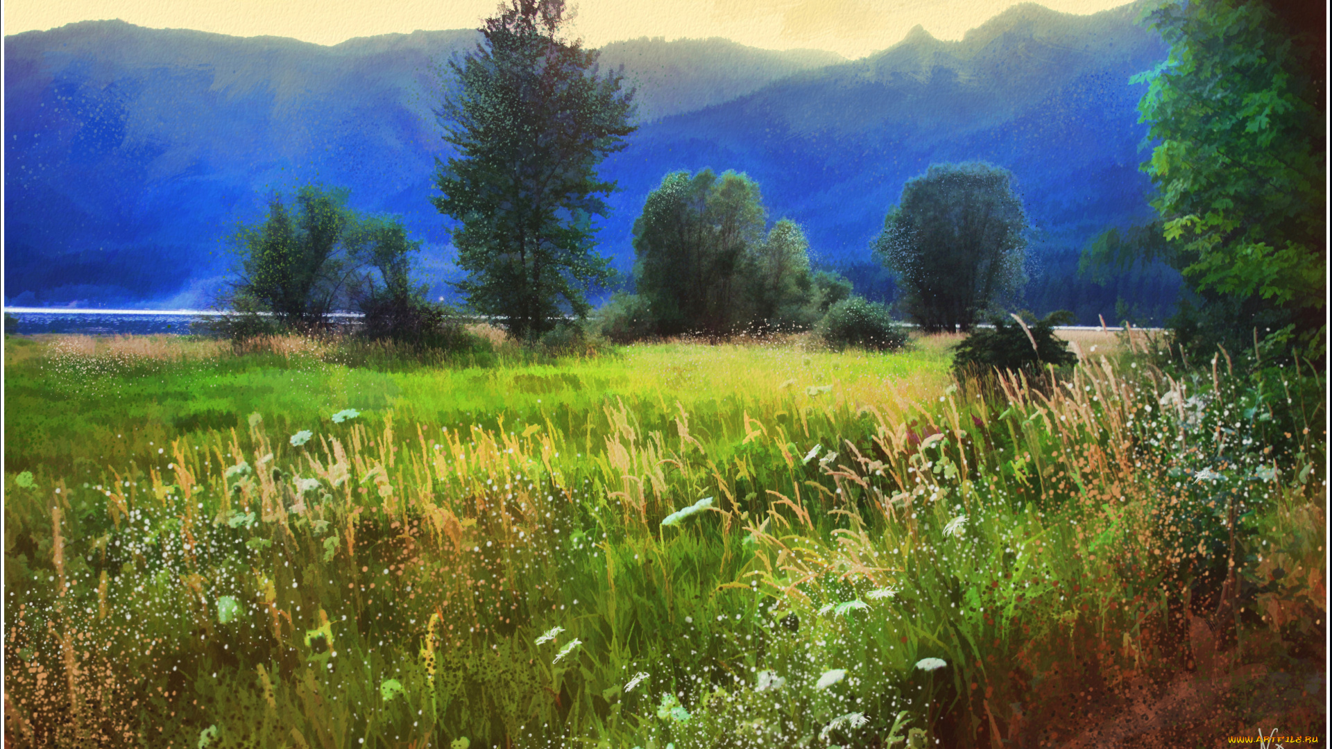 рисованные, природа, пейзаж