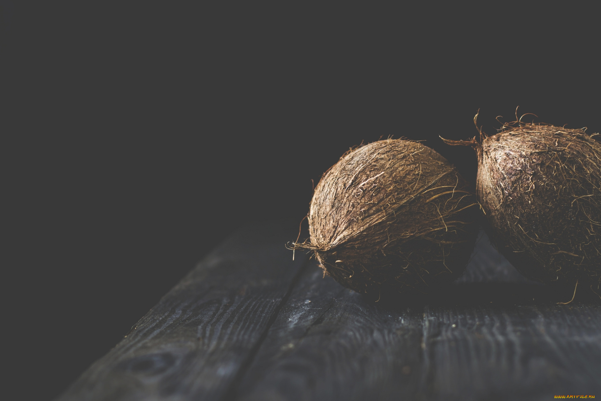 еда, кокос, темный, фон