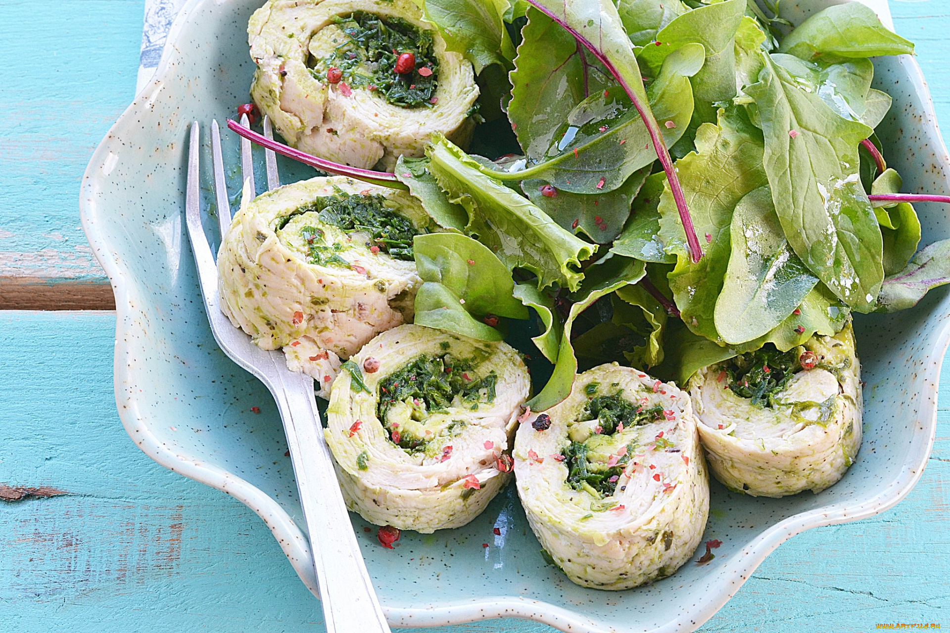 еда, мясные, блюда, мясные, рулеты, зелень