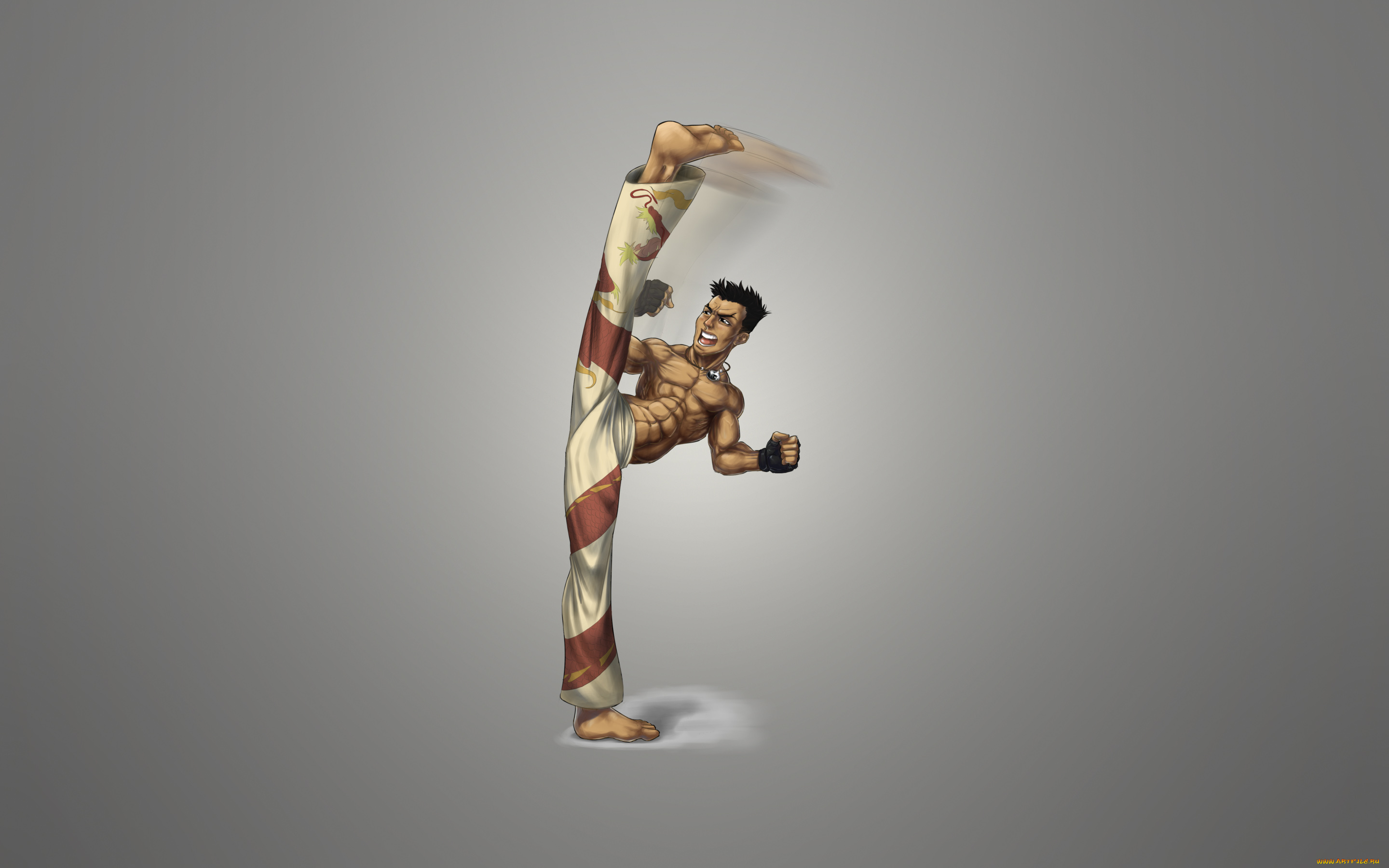 каратист, рисованные, минимализм, удар, человек