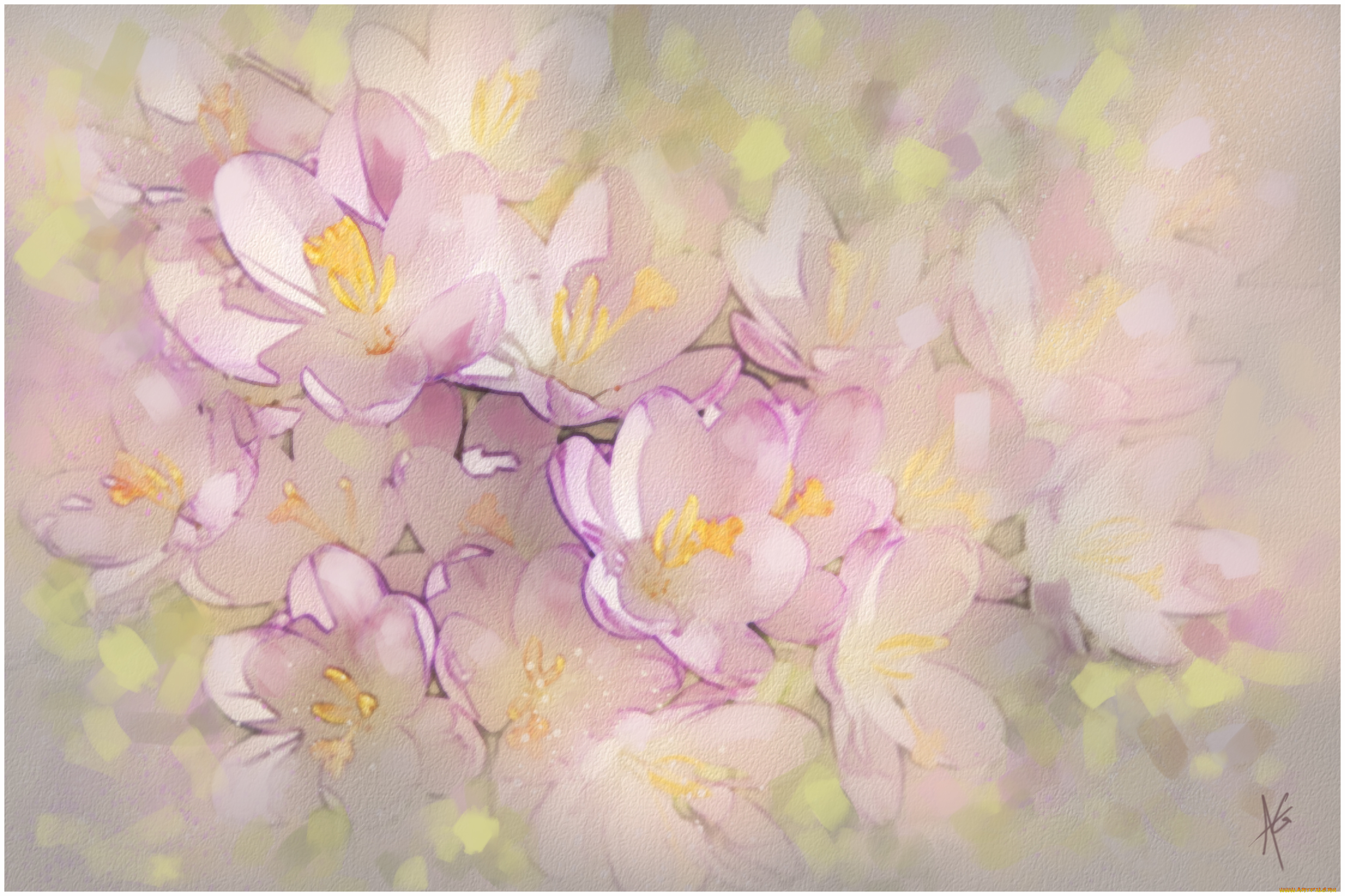 рисованные, цветы